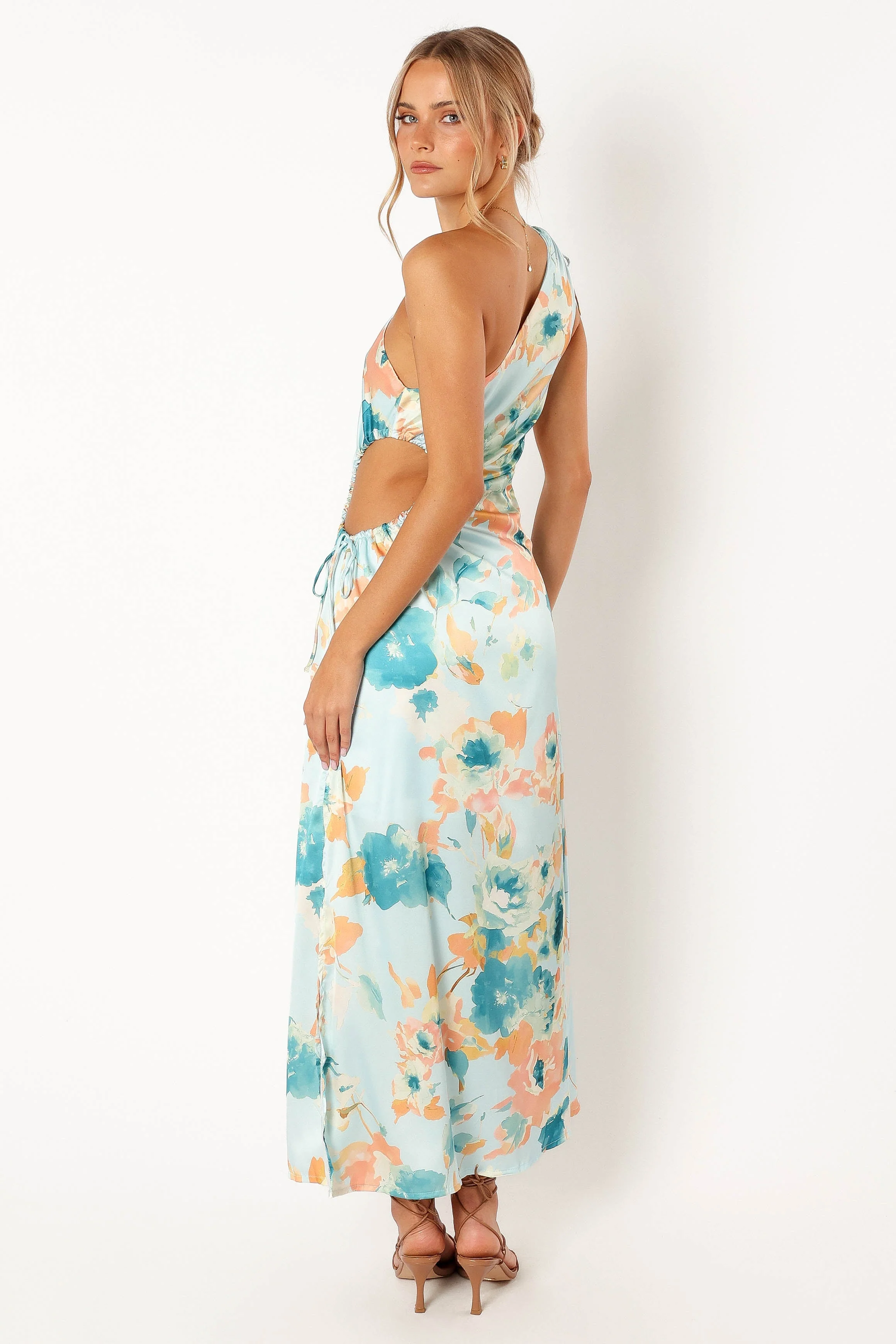 Leighton One Shoulder Midi Dress - Light Blue - Image 5