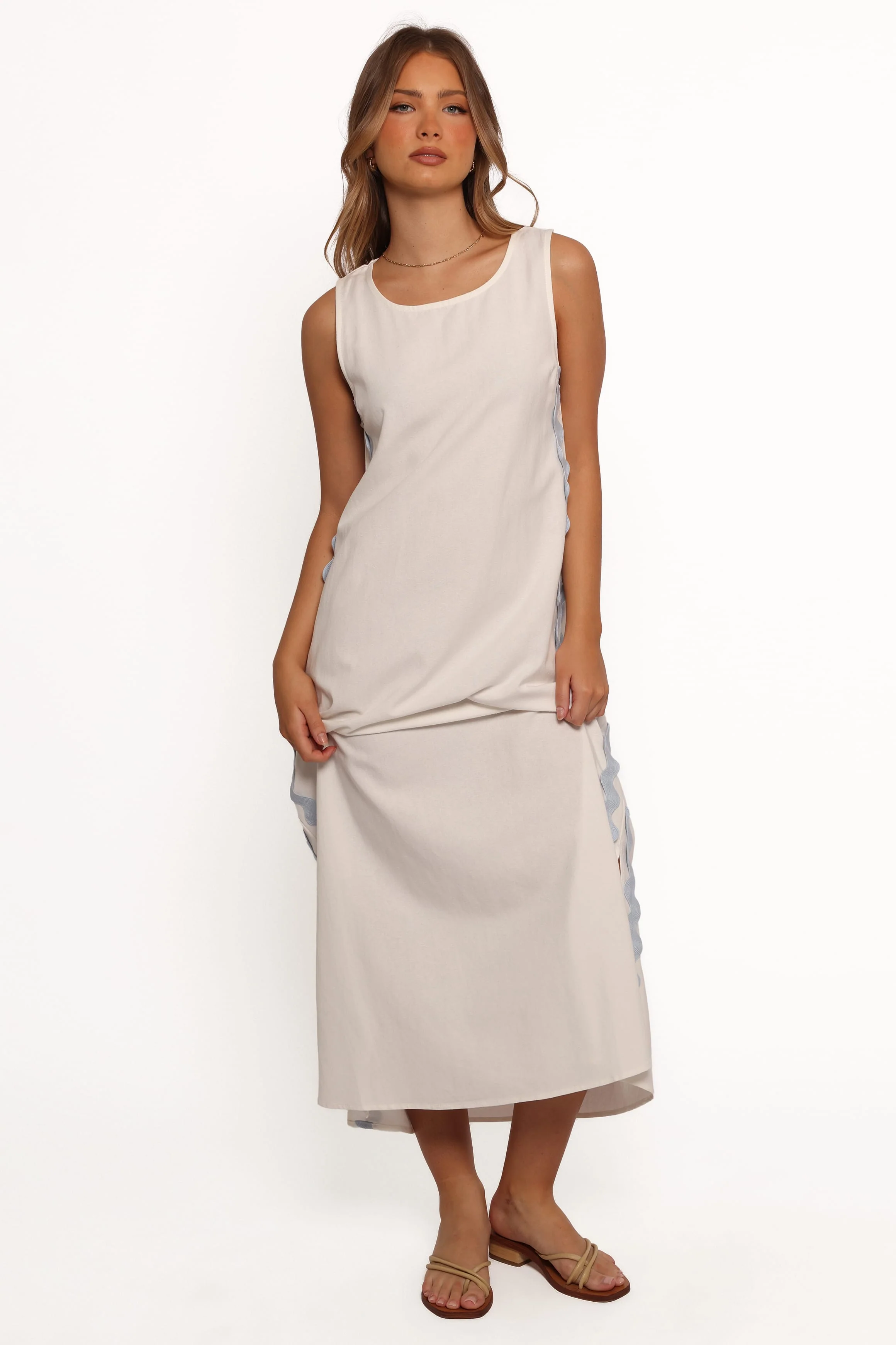 Lennie Midi Dress - Cream Blue - Image 4