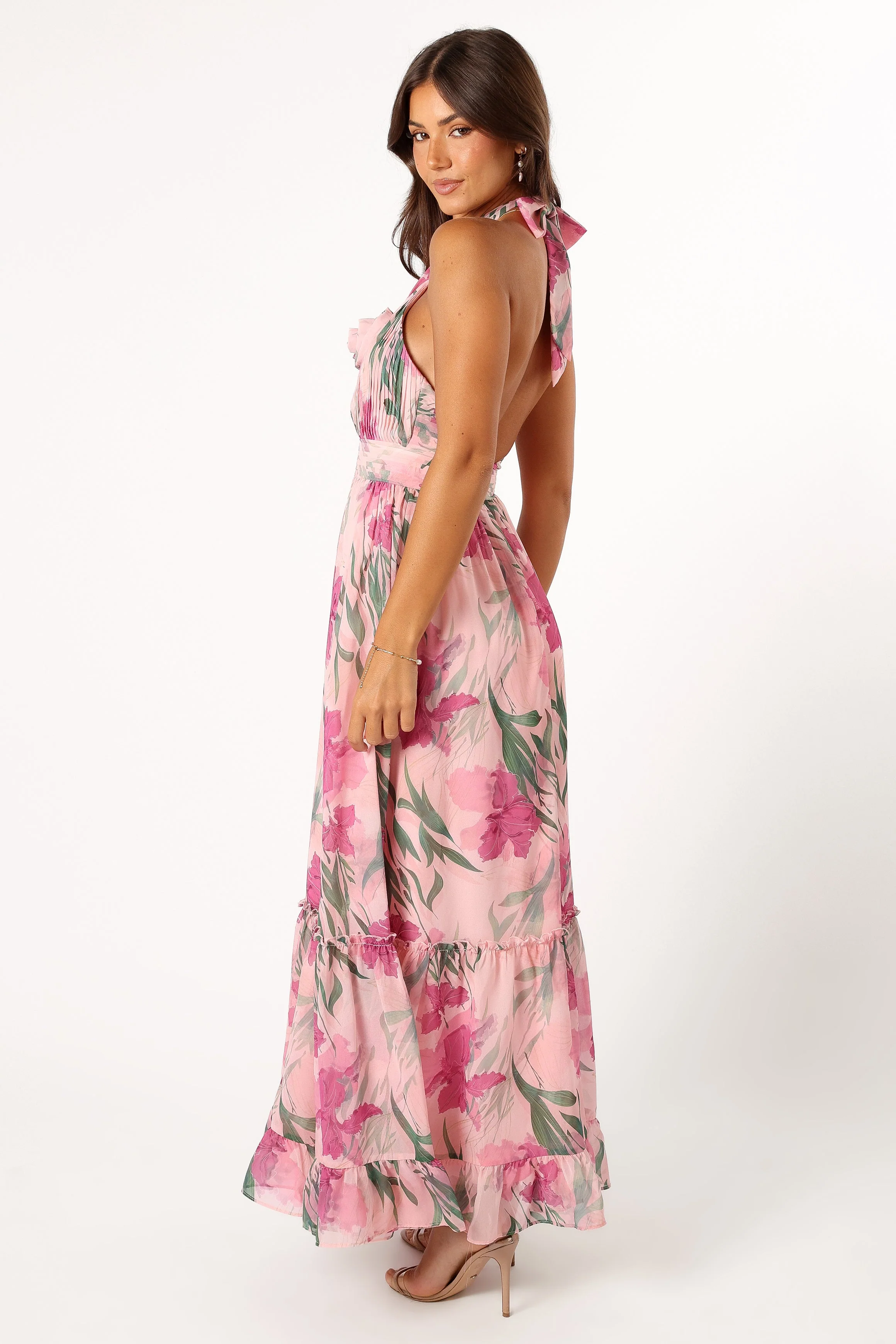 Lennon Halterneck Maxi Dress - Pink Floral - Image 7