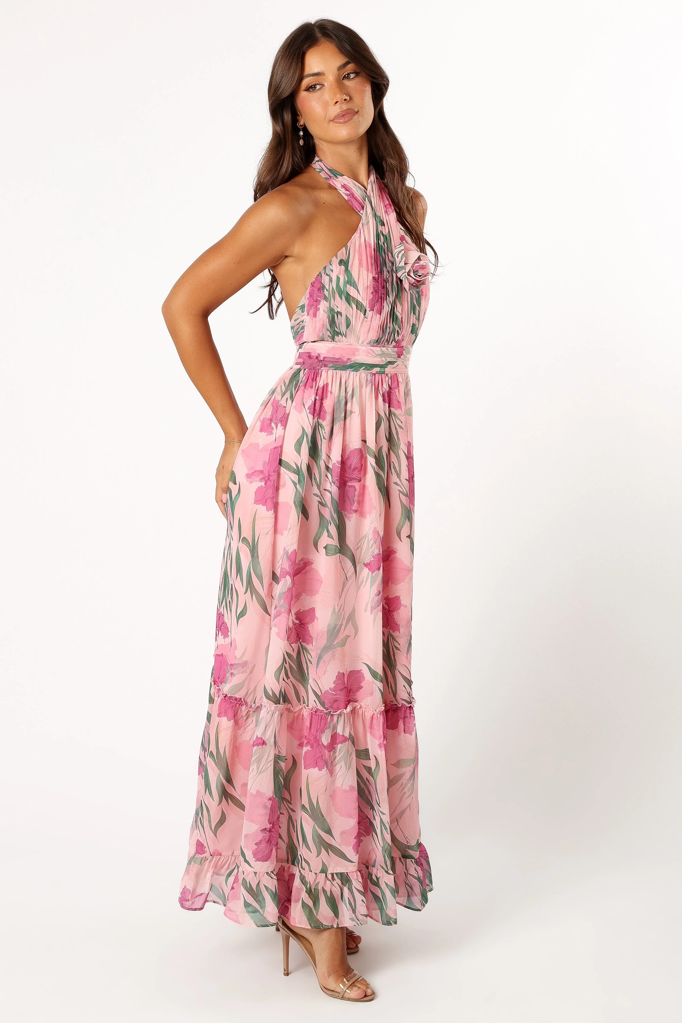 Lennon Halterneck Maxi Dress - Pink Floral - Image 9
