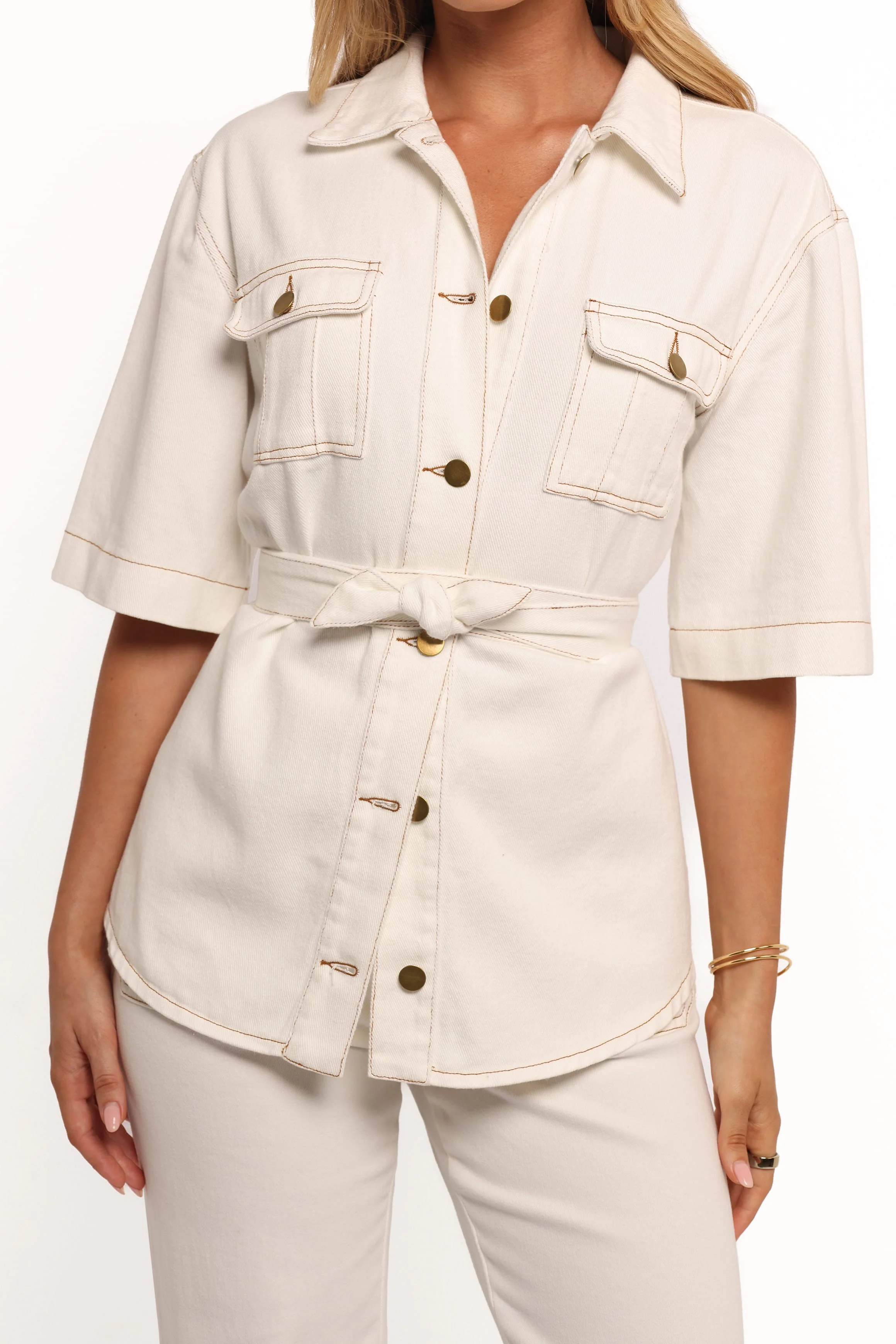 Lepal Denim Shirt - White - Image 7