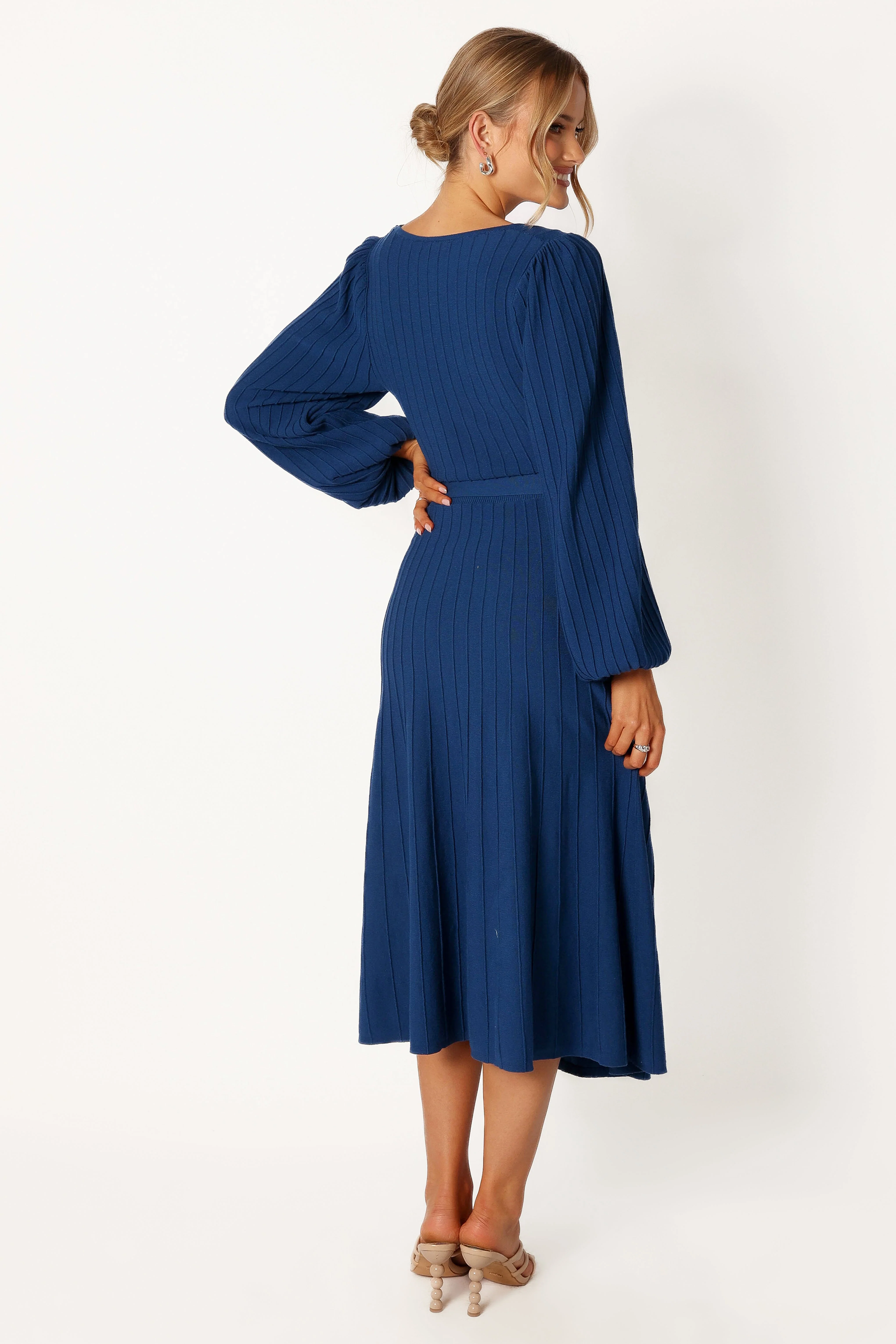 Lexi Long Sleeve Midi Dress - Blue - Image 4