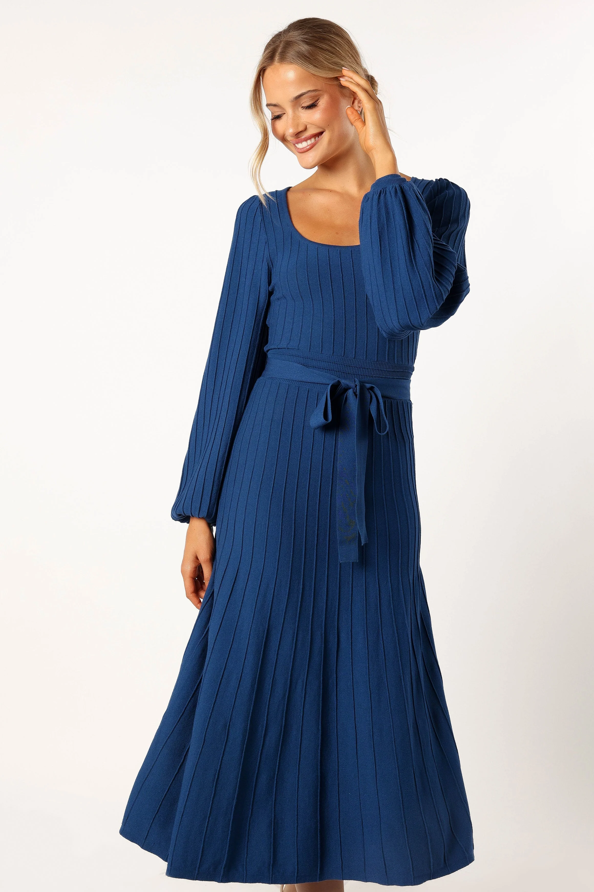 Lexi Long Sleeve Midi Dress - Blue - Image 7