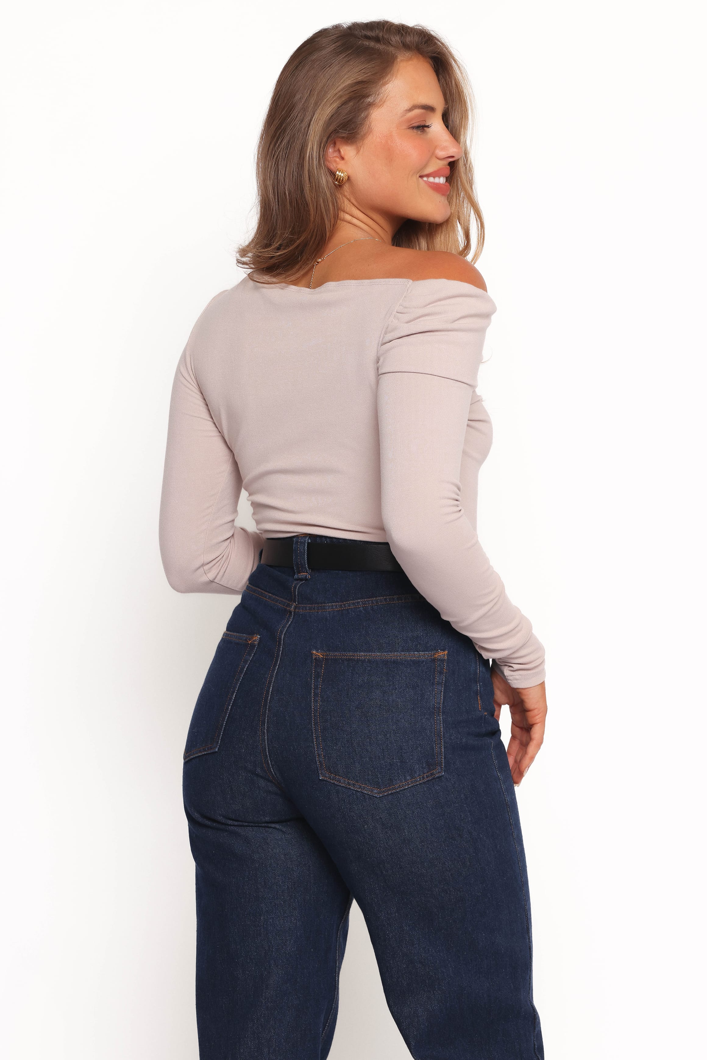 Liah Off Shoulder Knit Top - Grey - Image 5