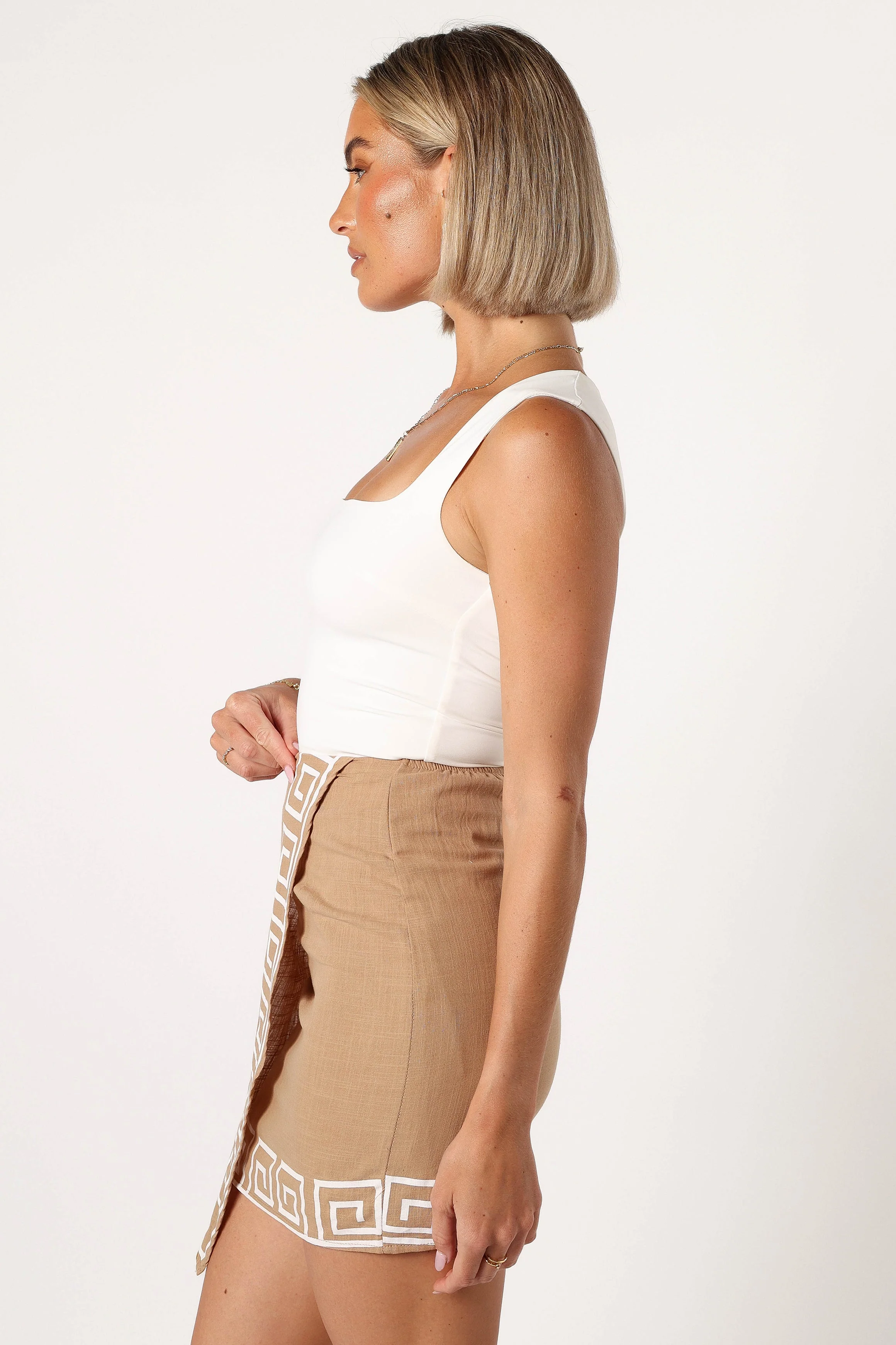 Lila Mini Skirt - Tan - Image 4