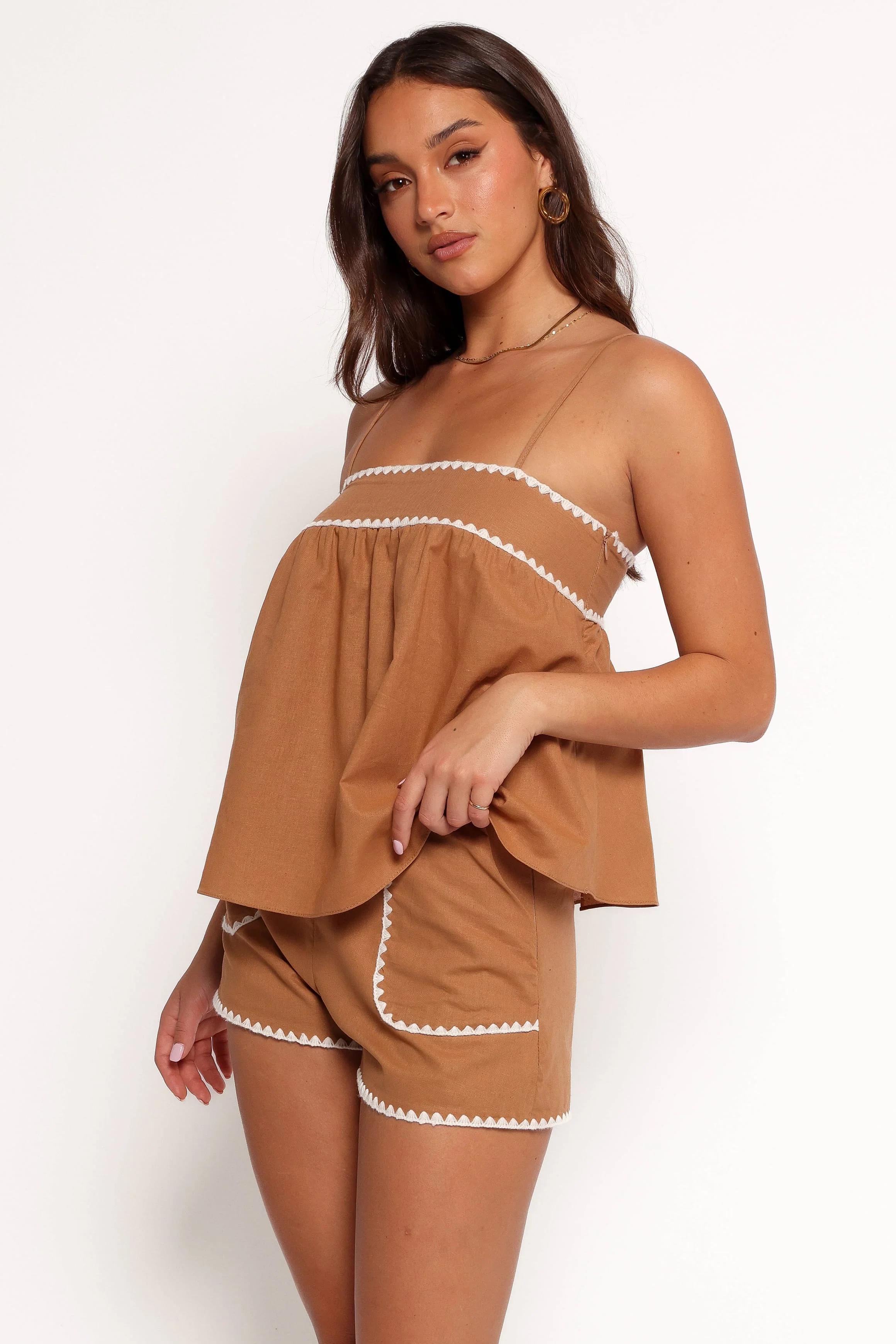 Lila Short Set - Tan White - Image 4