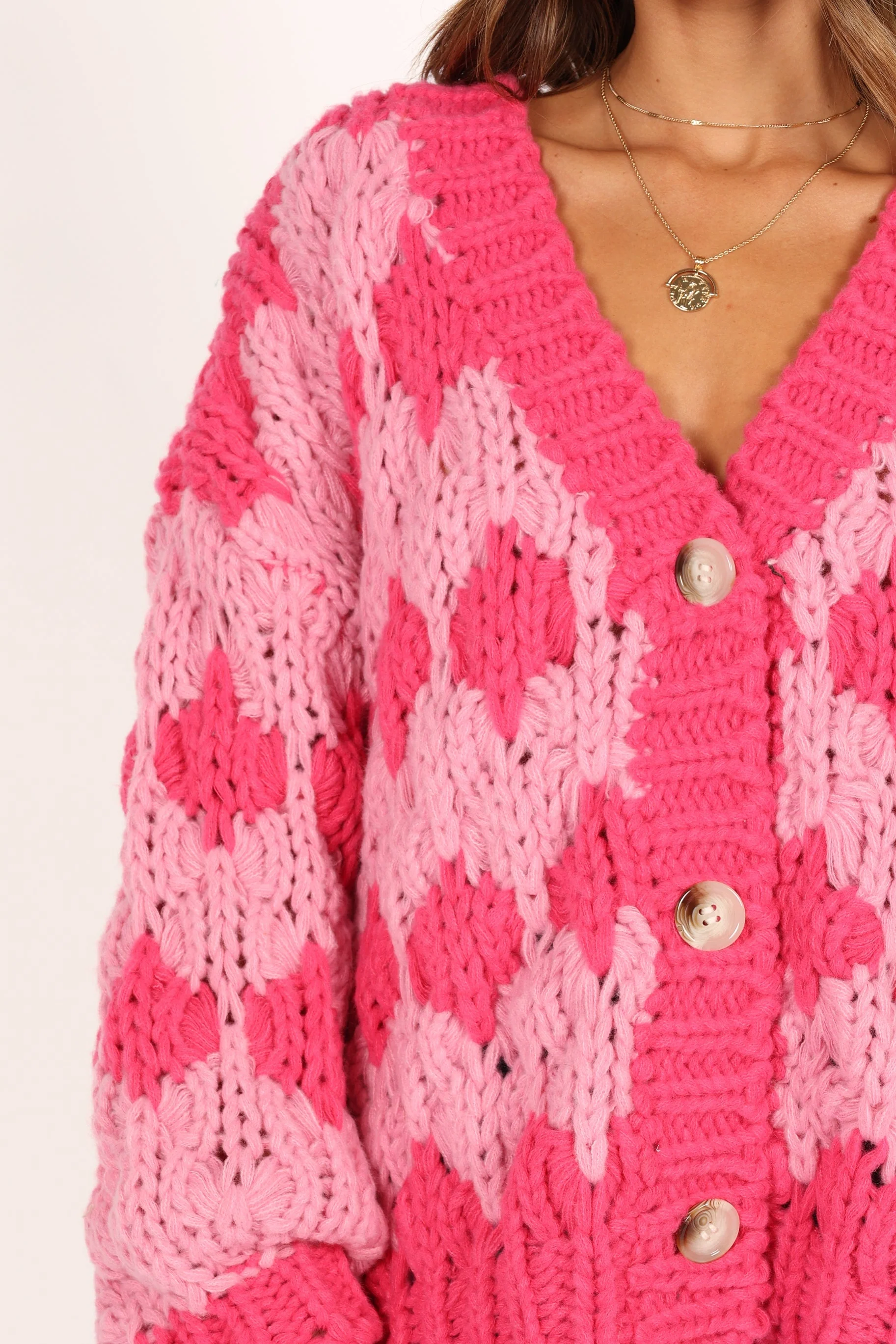 Lilah Handknit Cardigan - Hyper Pink - Image 2