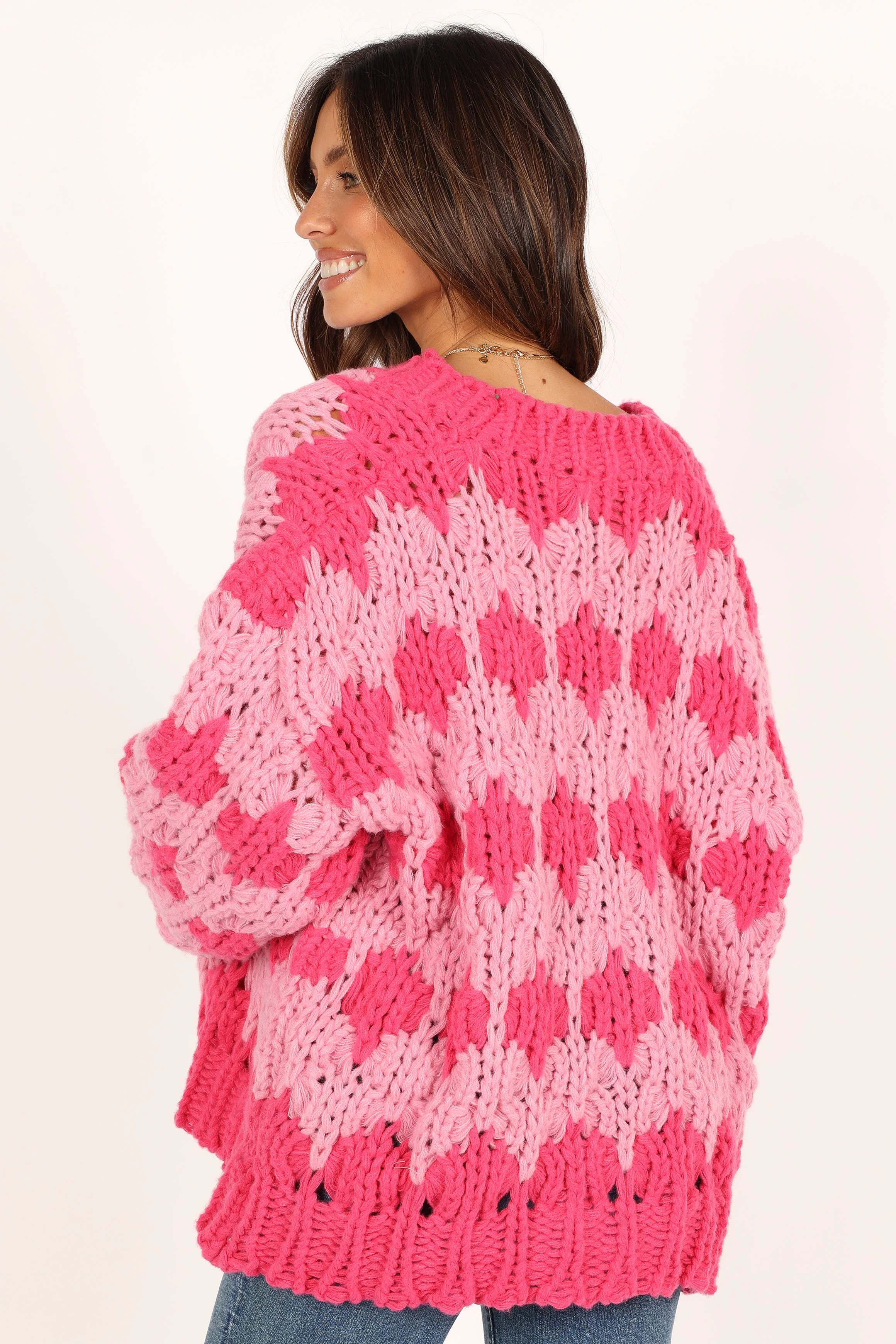Lilah Handknit Cardigan - Hyper Pink - Image 5