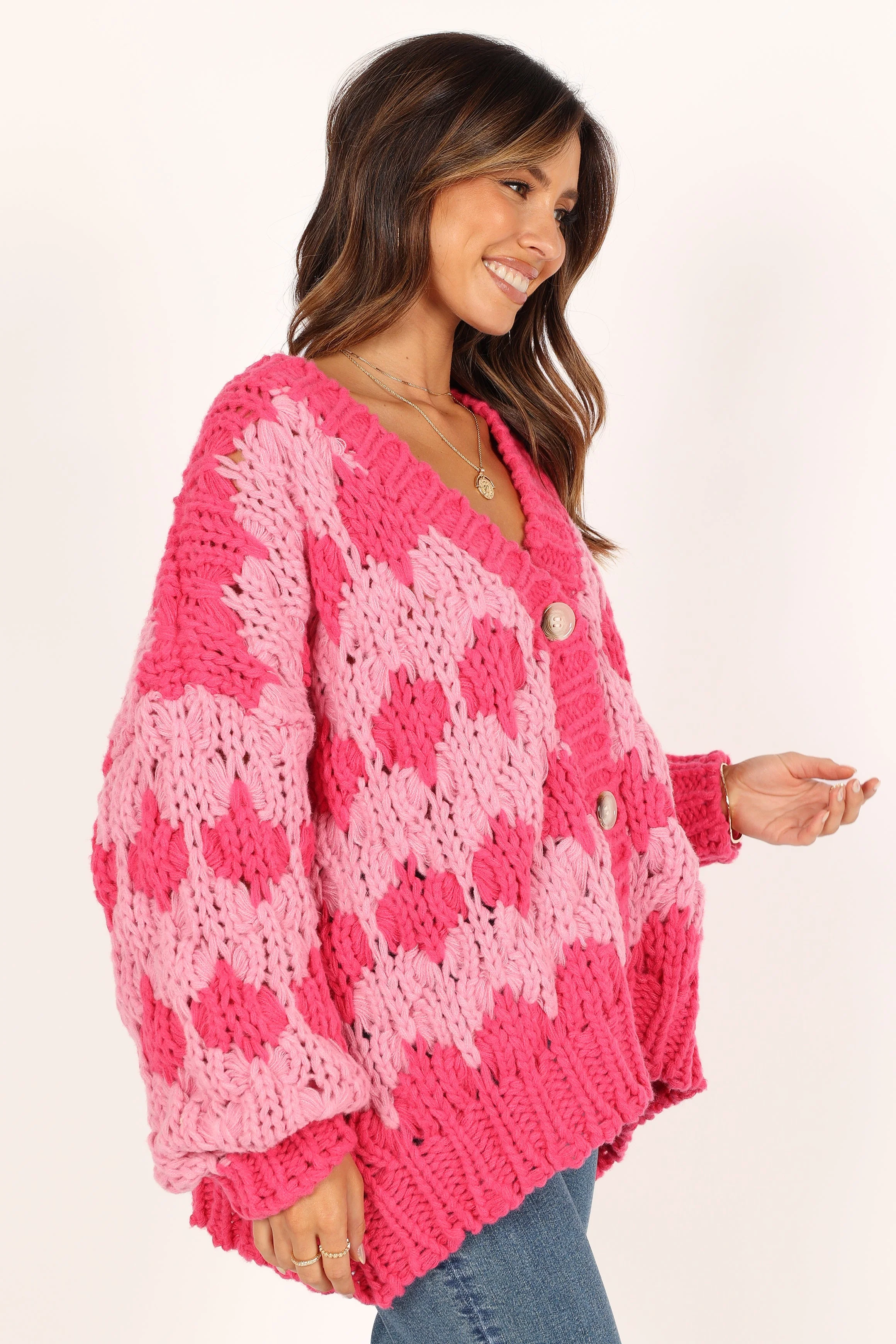 Lilah Handknit Cardigan - Hyper Pink - Image 6