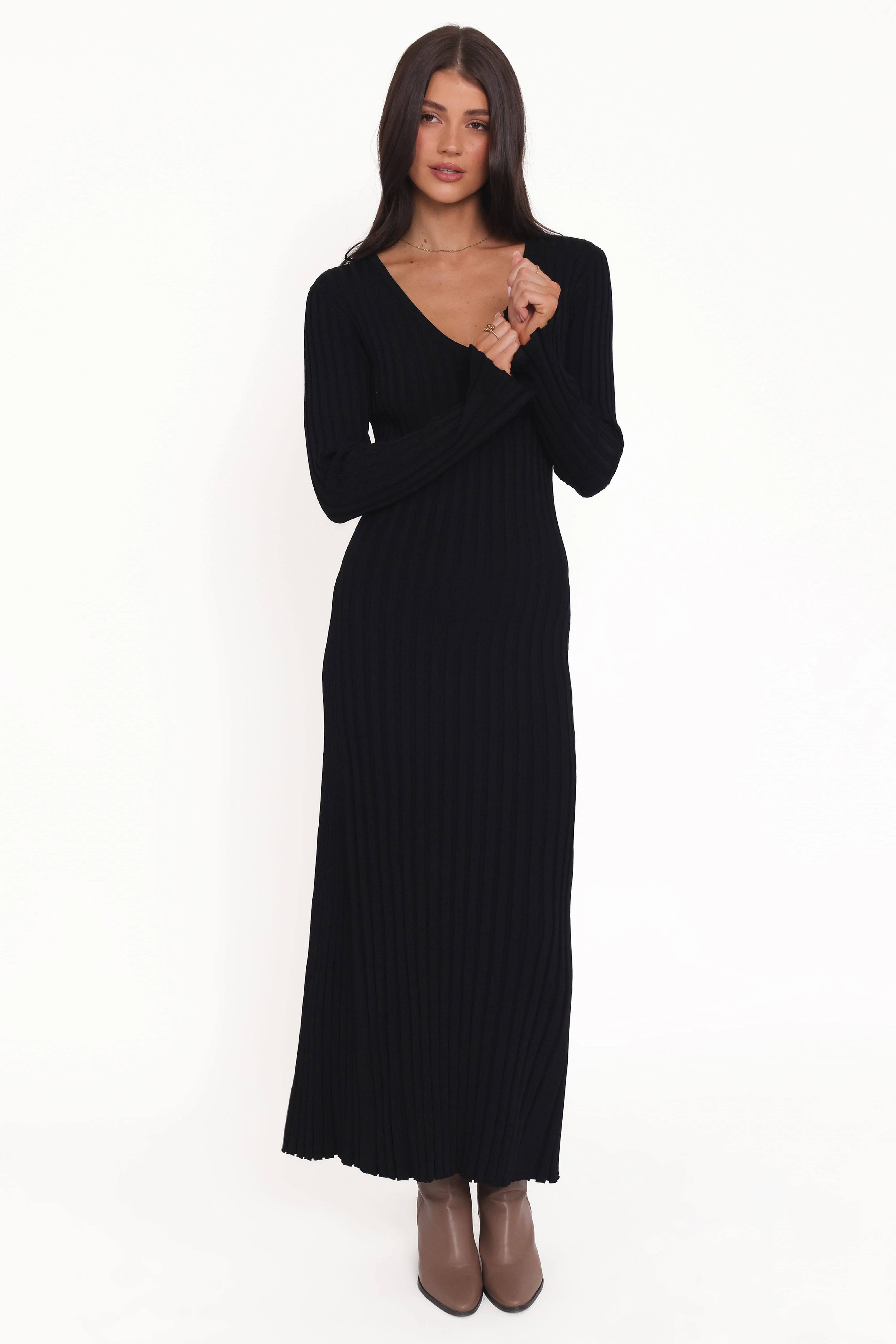 Lina Long Sleeve Maxi Dress - Black