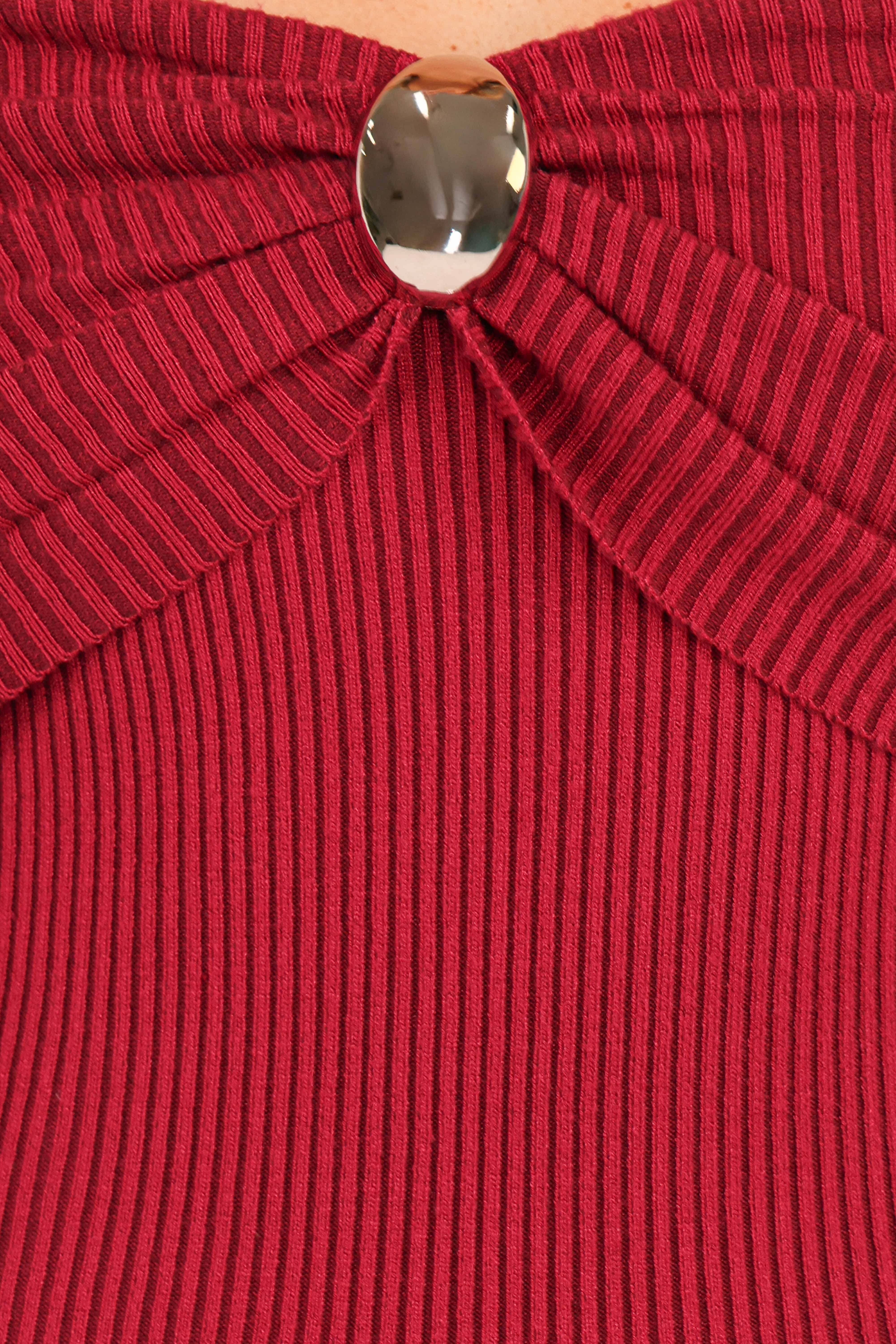 Lindsey Knit Dress - Dark Red - Image 6