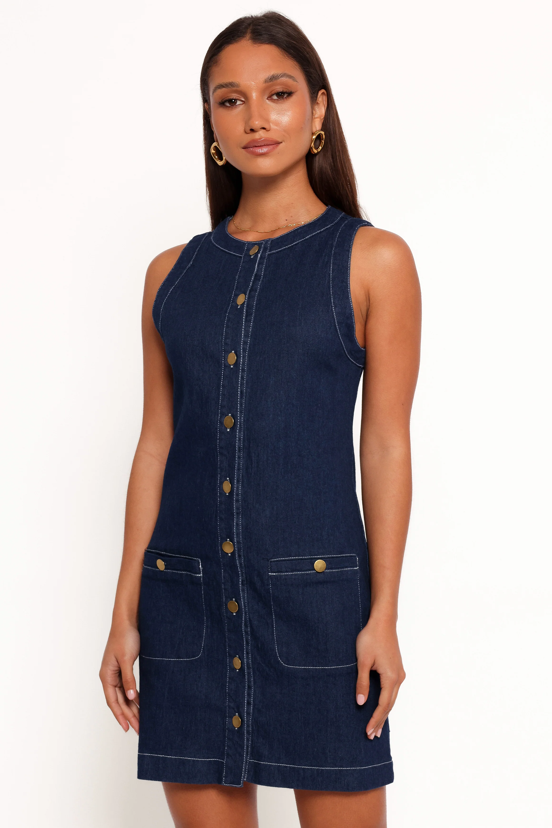 Lisa Mini Dress - Medium Denim - Image 3