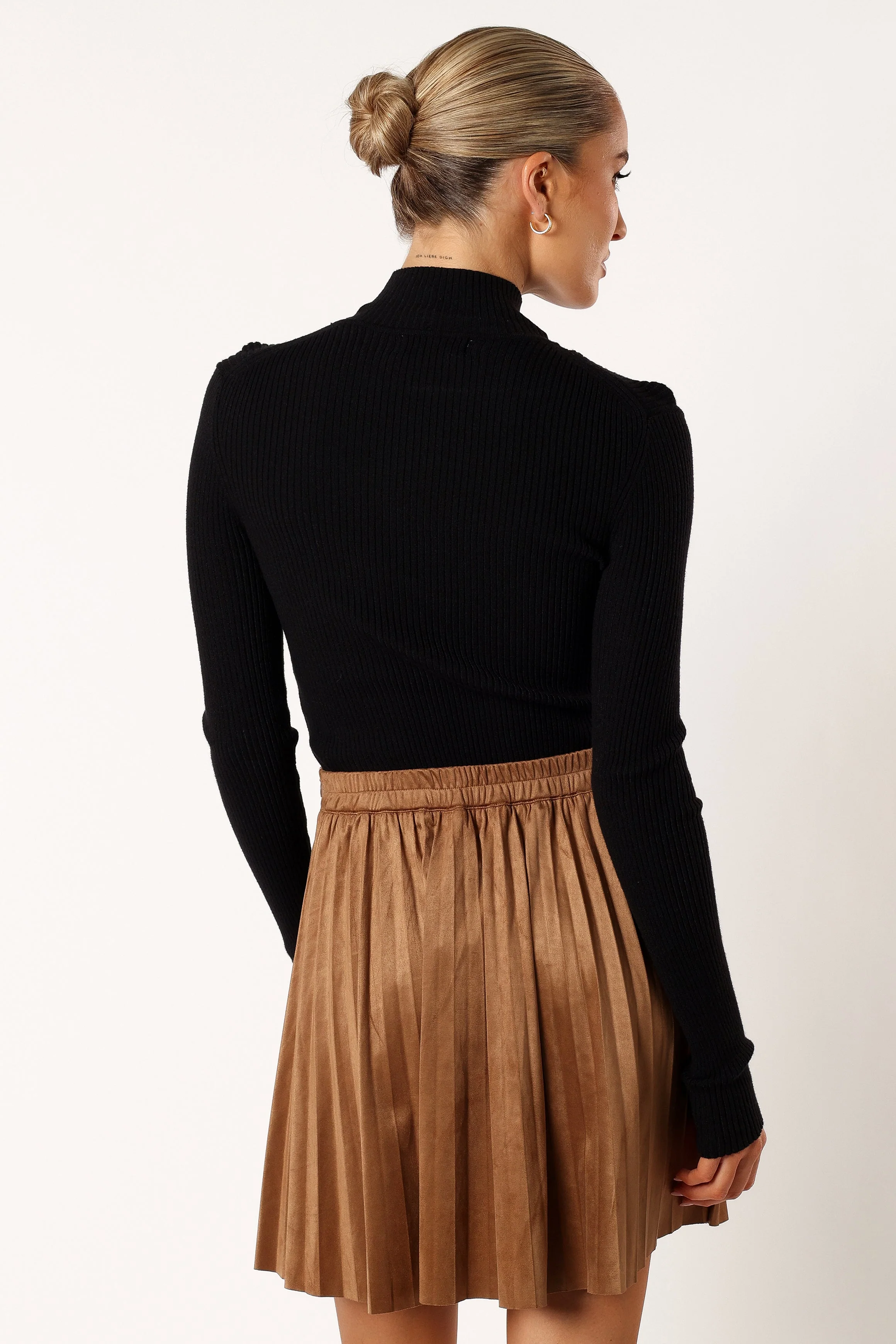 Lizzie Faux Suede Mini Skirt - Brown - Image 4