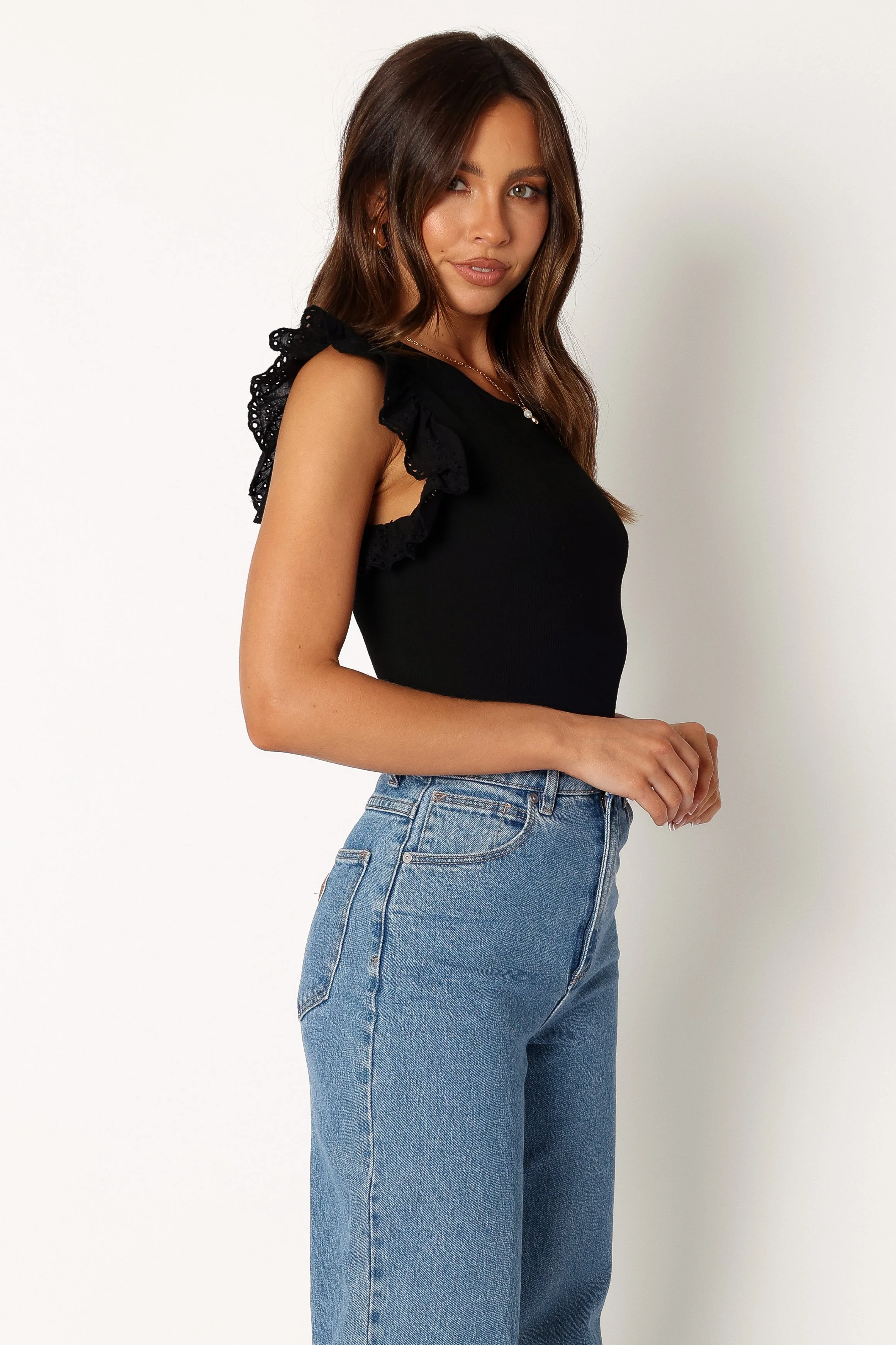 Lola Frill Shoulder Bodysuit - Black - Image 5