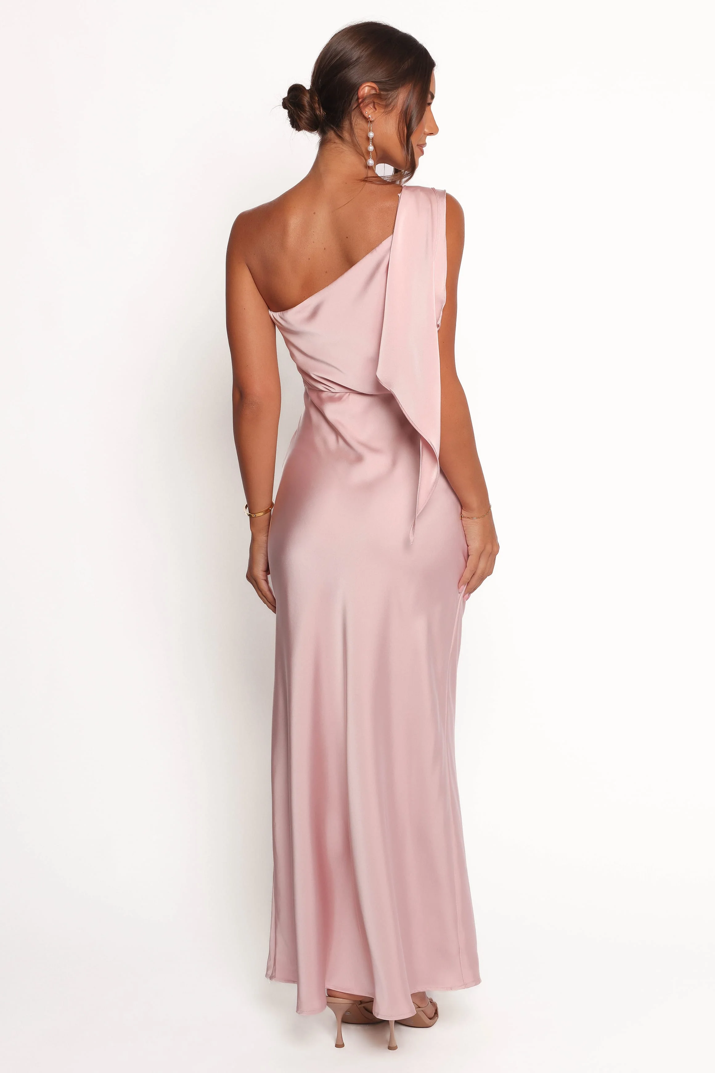 Lolana Draped One Shoulder Dress - Pale Pink - Image 5
