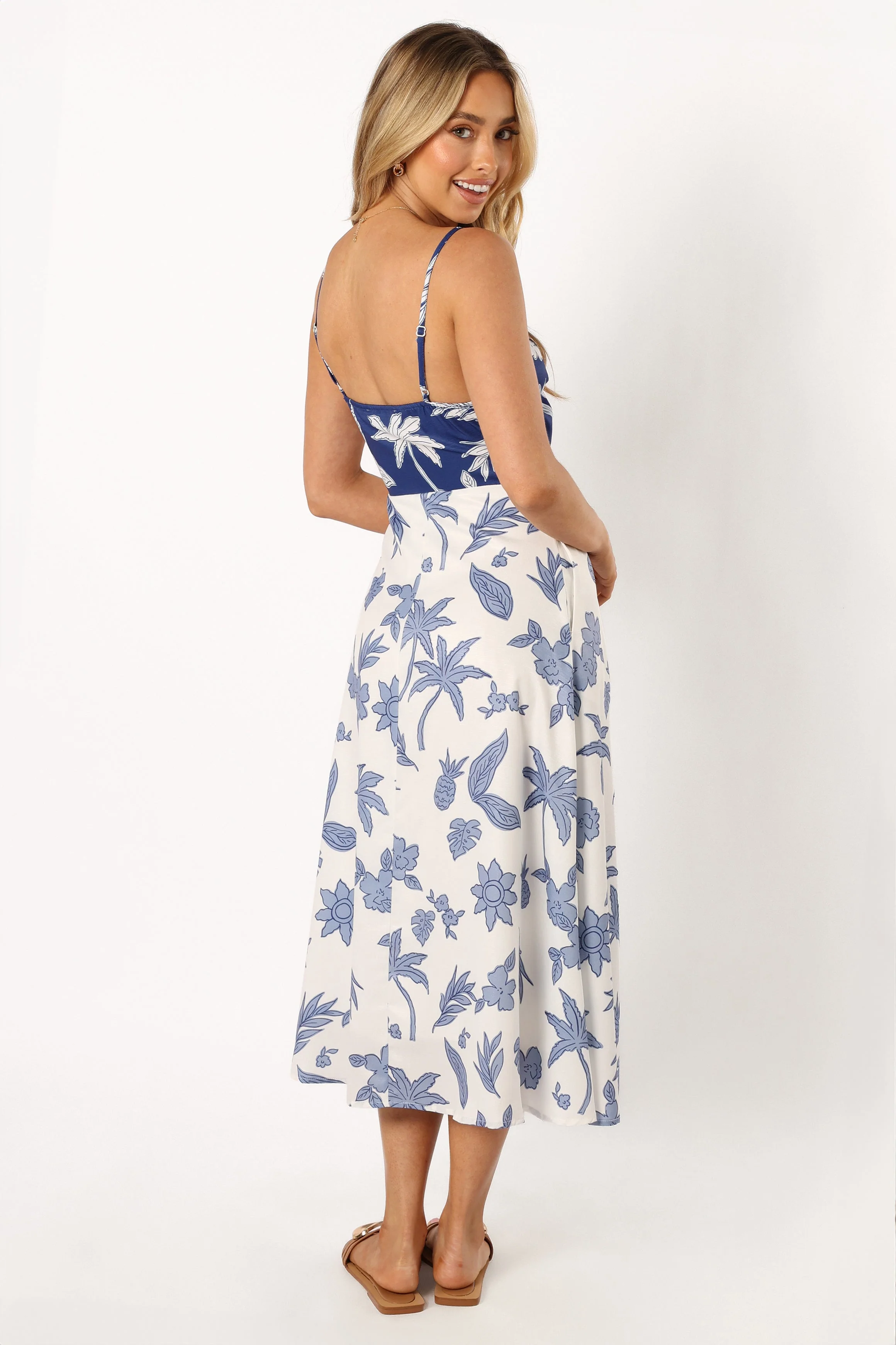 Lothora Midi Dress - Navy White - Image 4