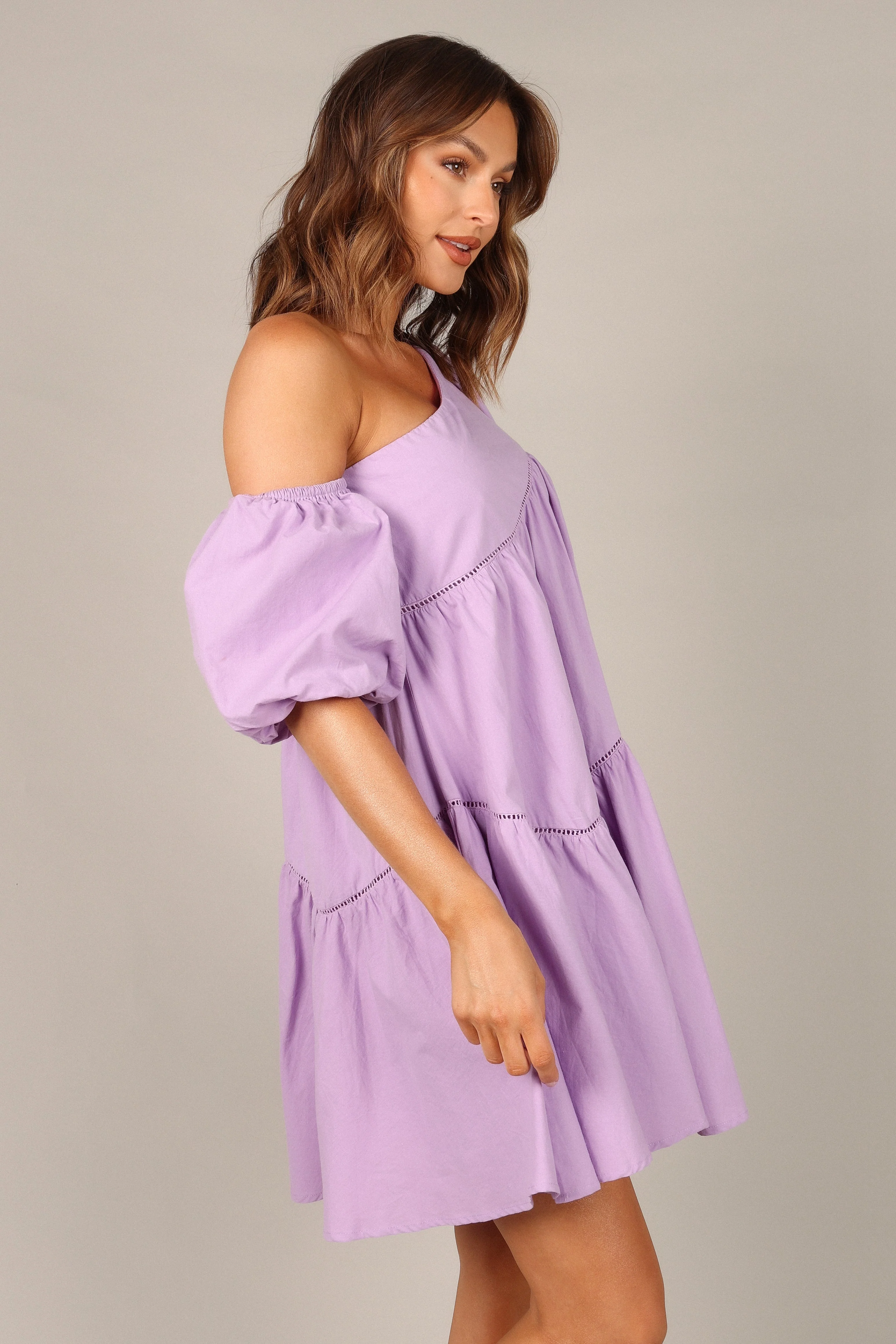 Lottie Off Shoulder Mini Dress - Lilac - Image 6