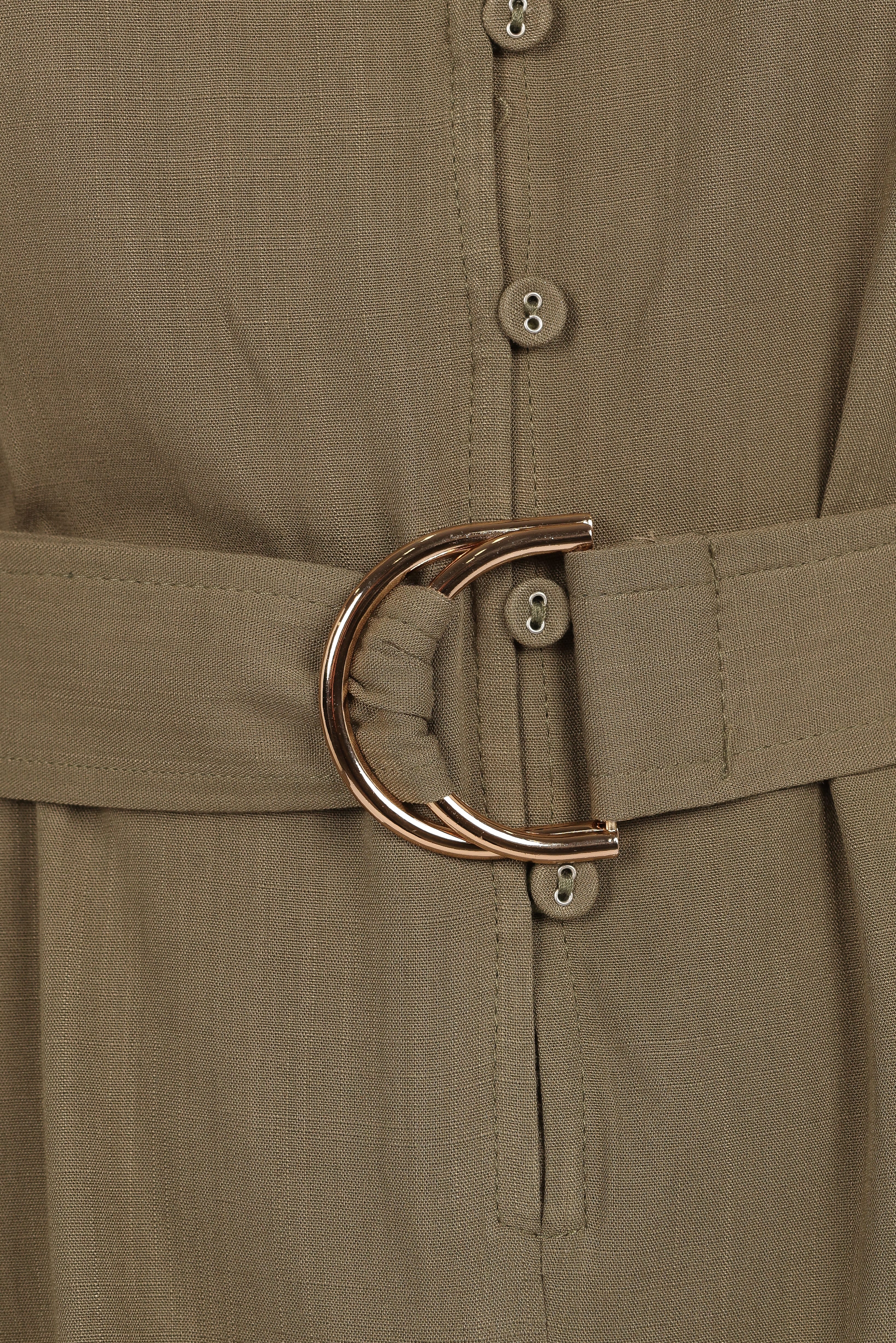 Louise Belted Romper - Khaki - Image 7