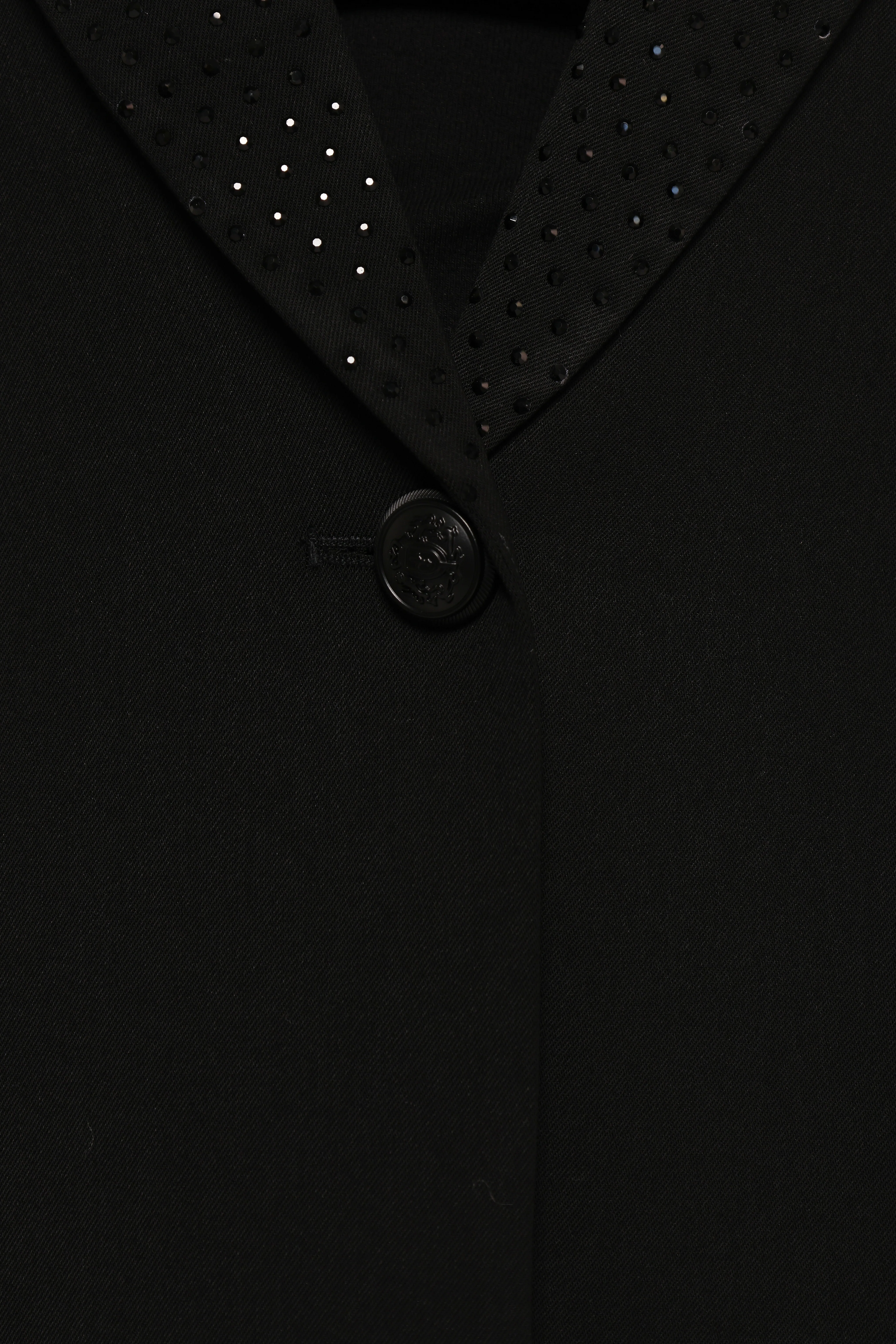 Luda Rhinestone Collar Single Button Blazer - Black - Image 8
