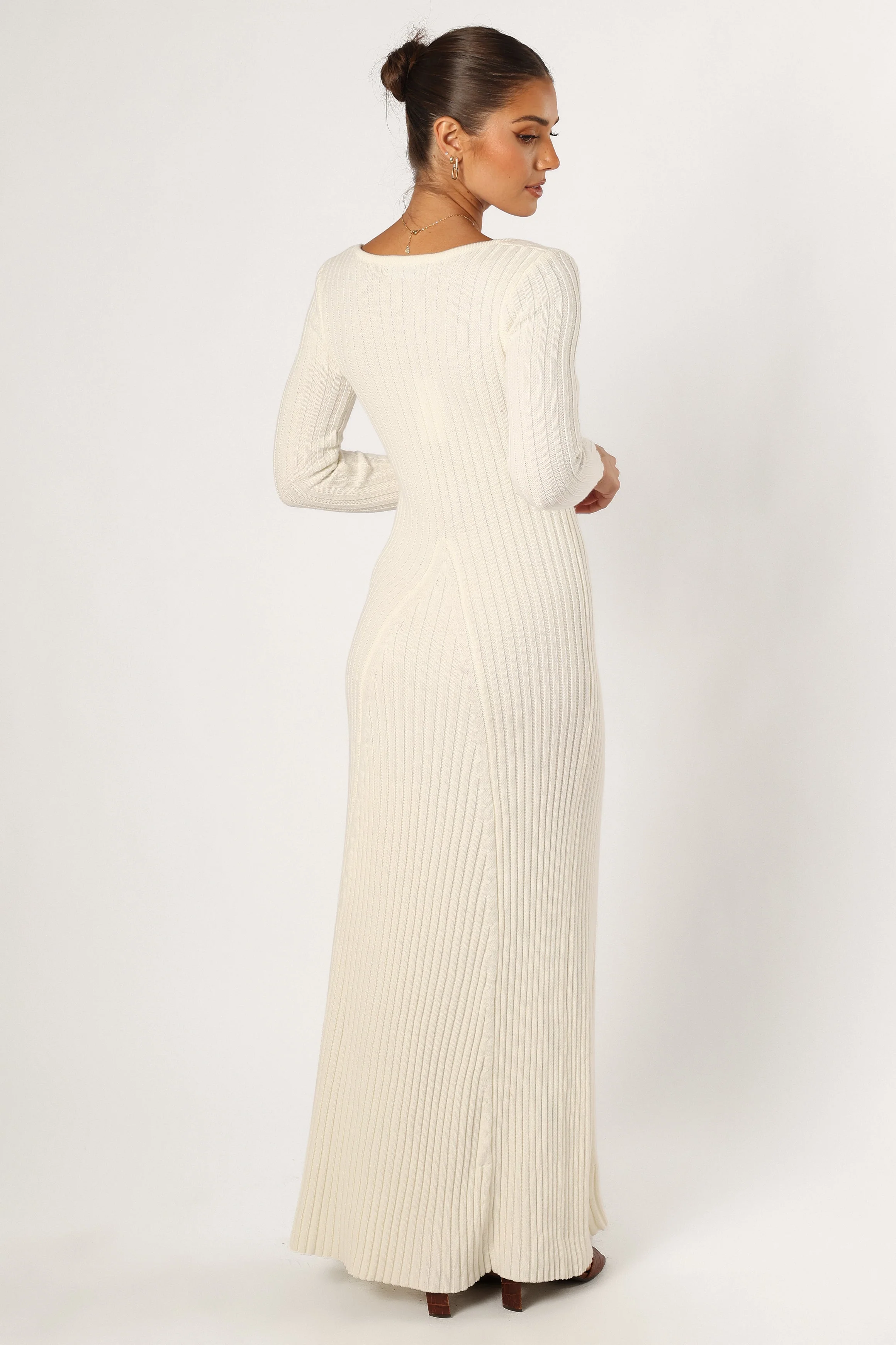 Luisa Long Sleeve Knit Dress - Cream - Image 4