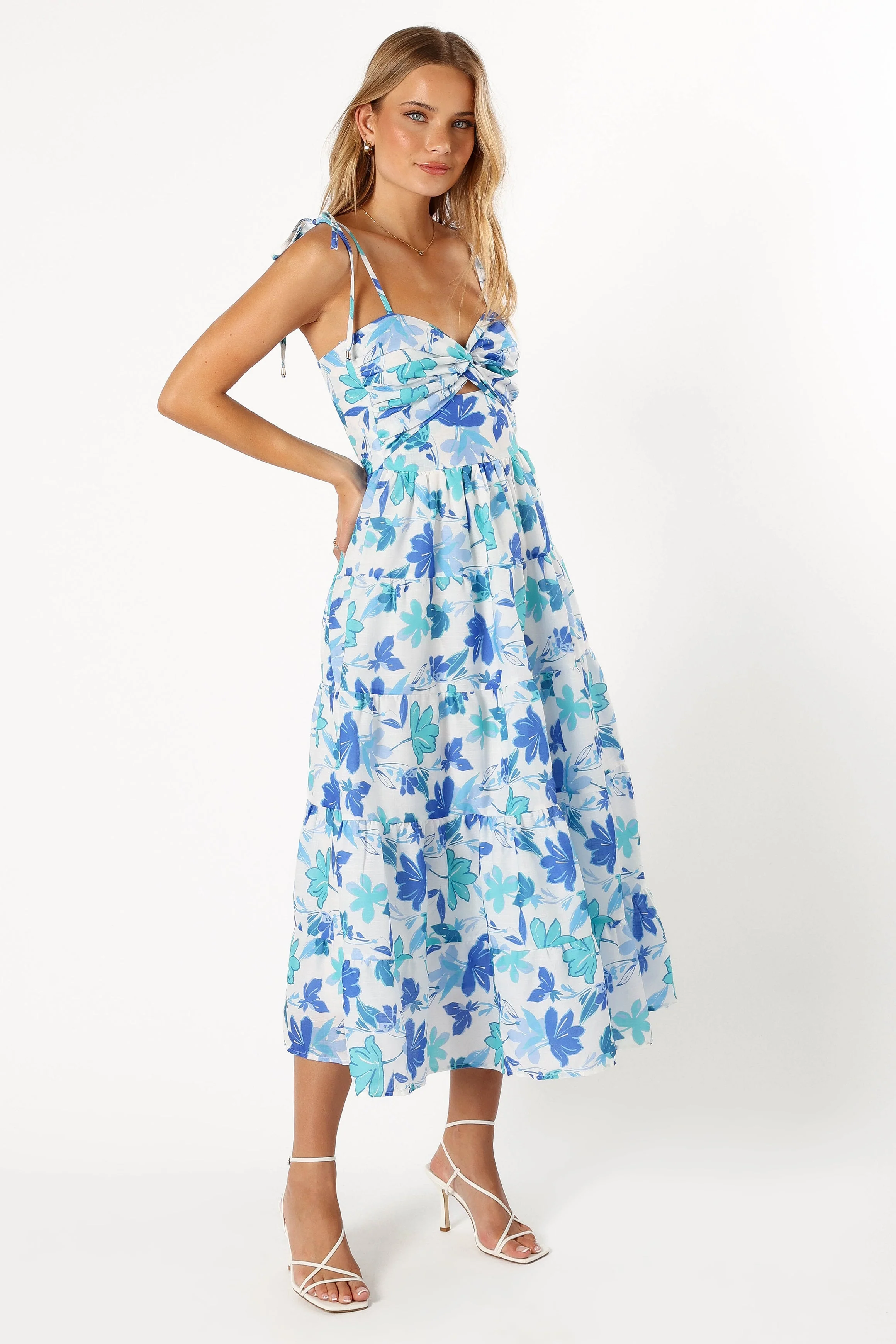 Lulu Cut Out Maxi Dress - Blue Floral - Image 2