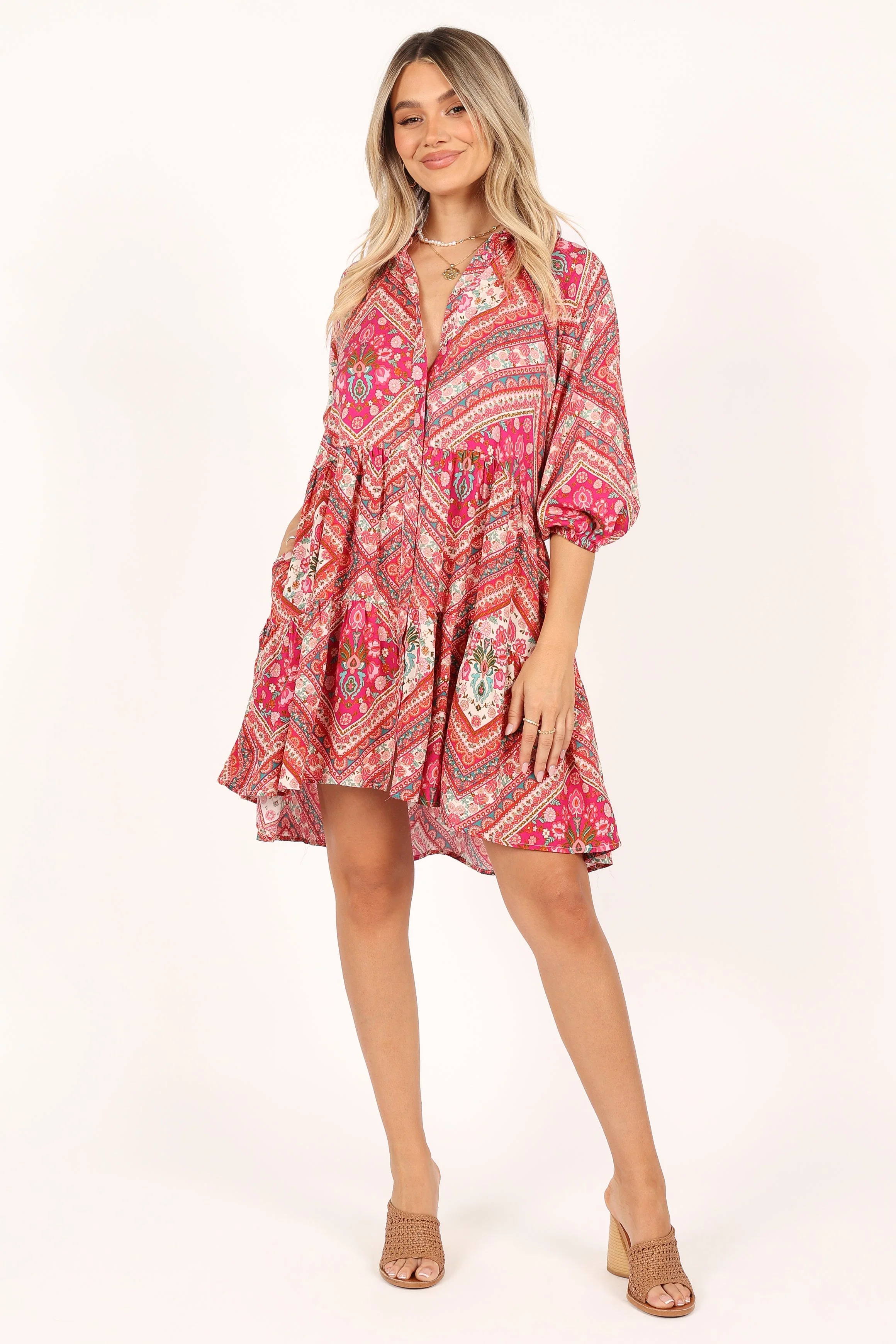 Lulu Long Sleeve Mini Dress - Pink - Image 3