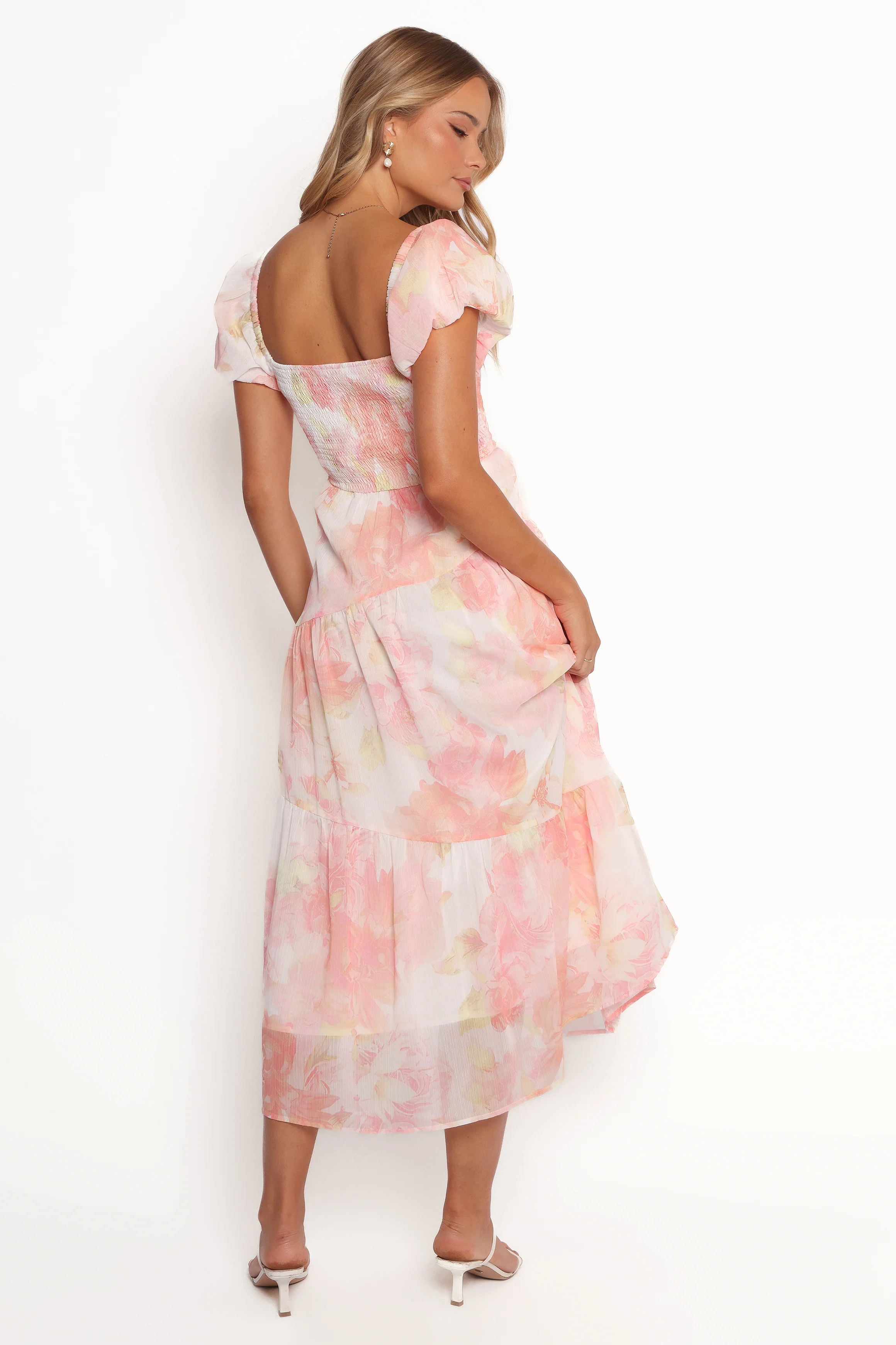 Lumis Midi Dress - Peach Floral - Image 3