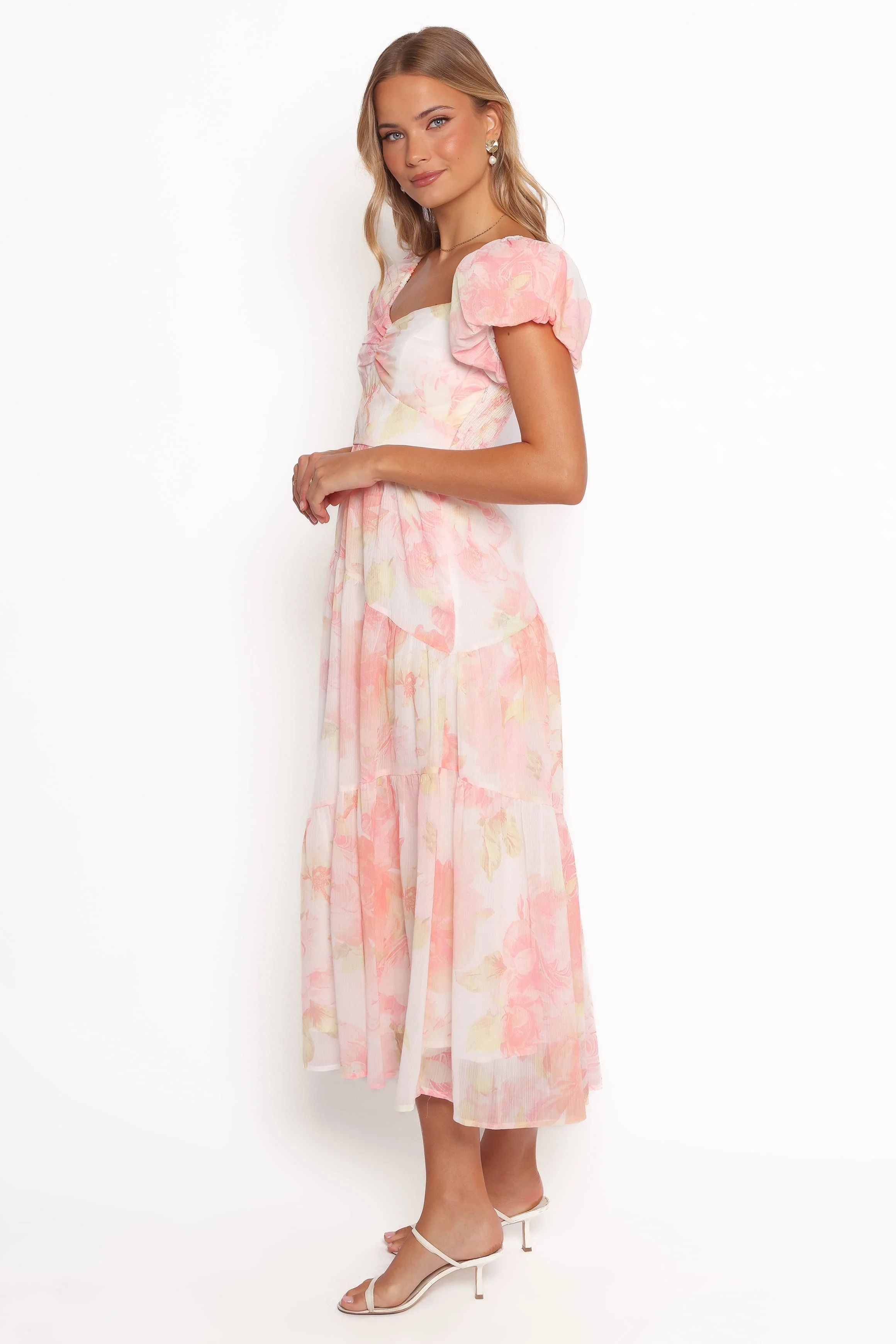 Lumis Midi Dress - Peach Floral - Image 4