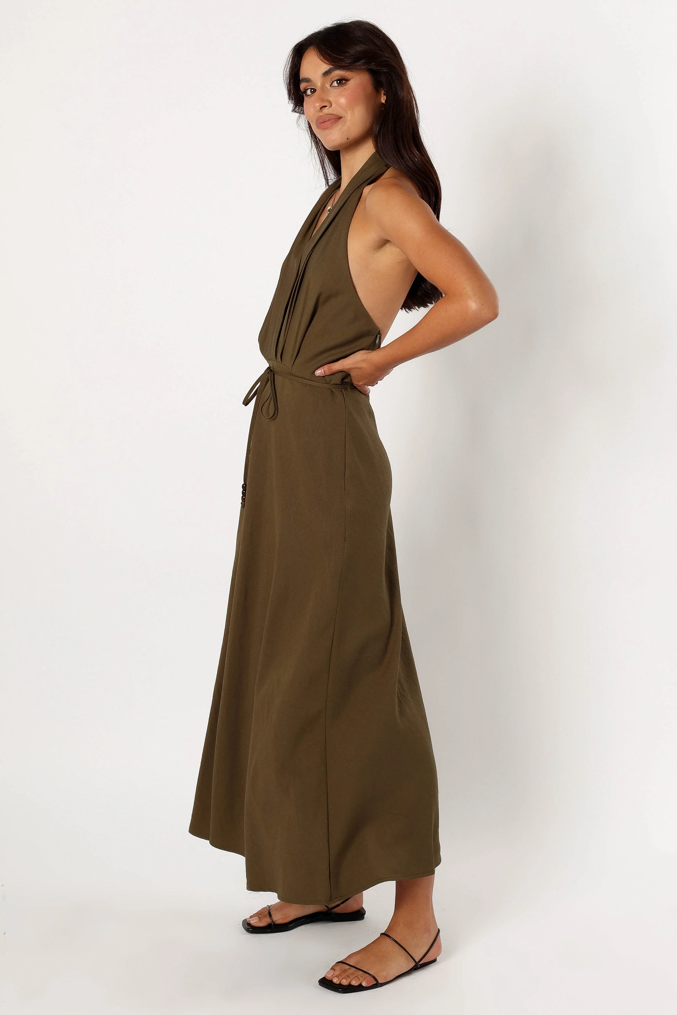 Lylah Halterneck Midi Dress - Olive - Image 2