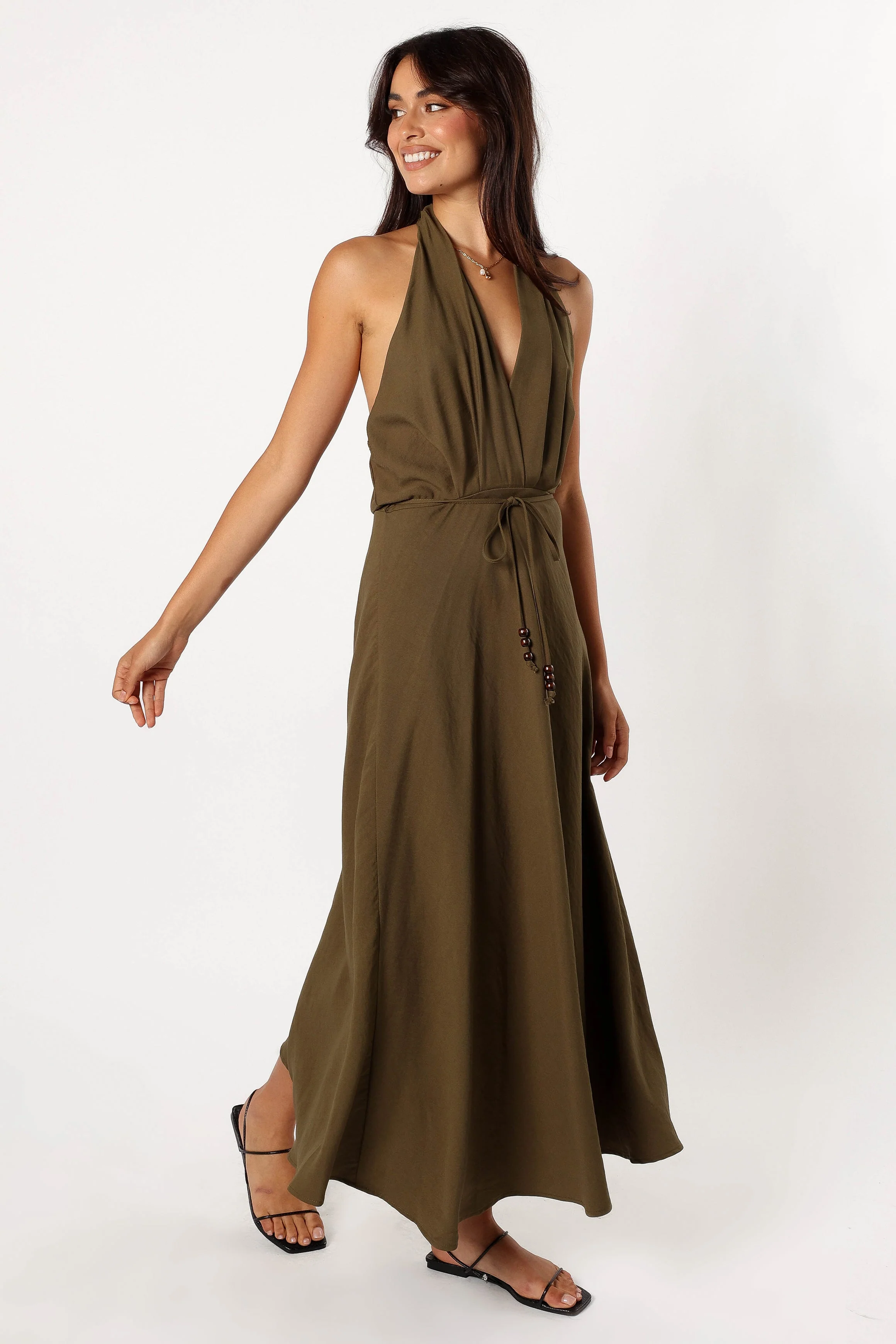 Lylah Halterneck Midi Dress - Olive - Image 4