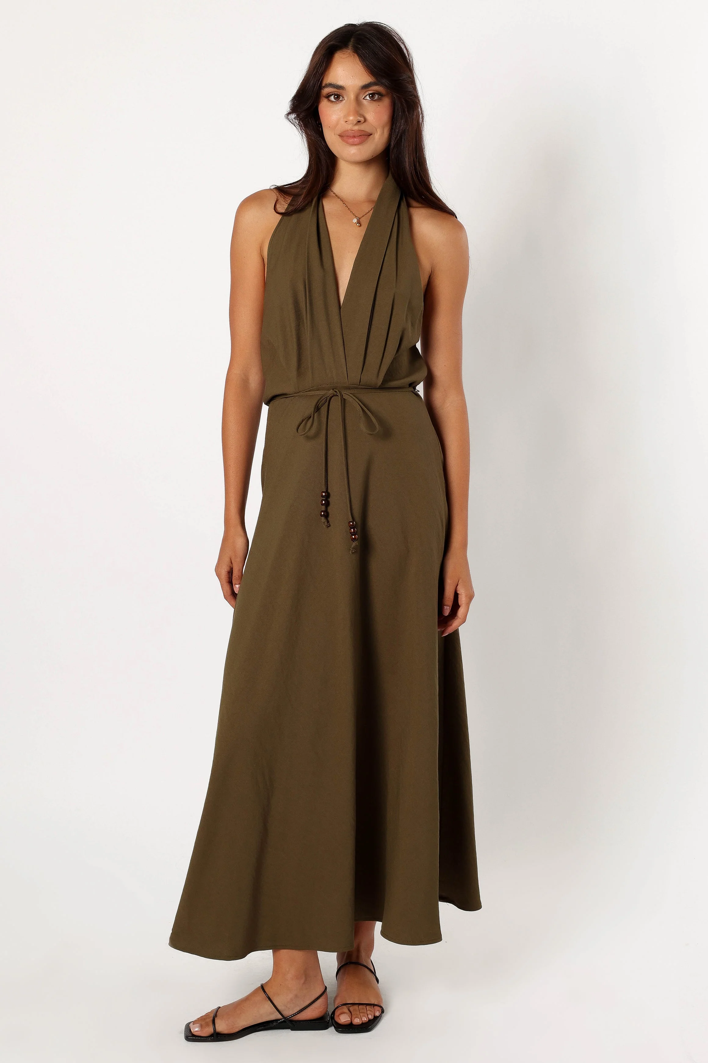 Lylah Halterneck Midi Dress - Olive - Image 5