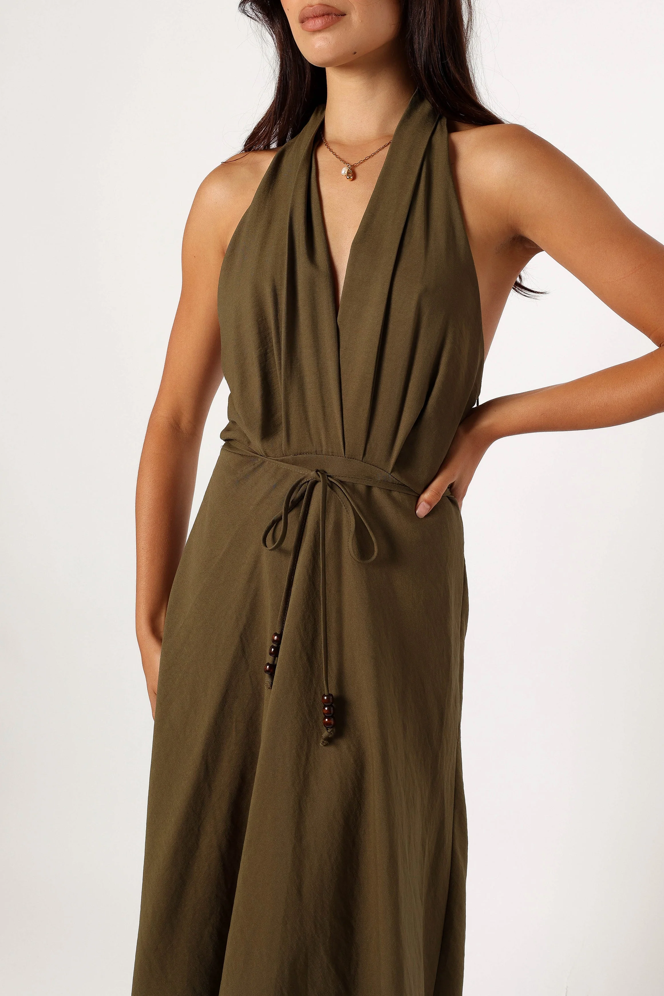 Lylah Halterneck Midi Dress - Olive - Image 6