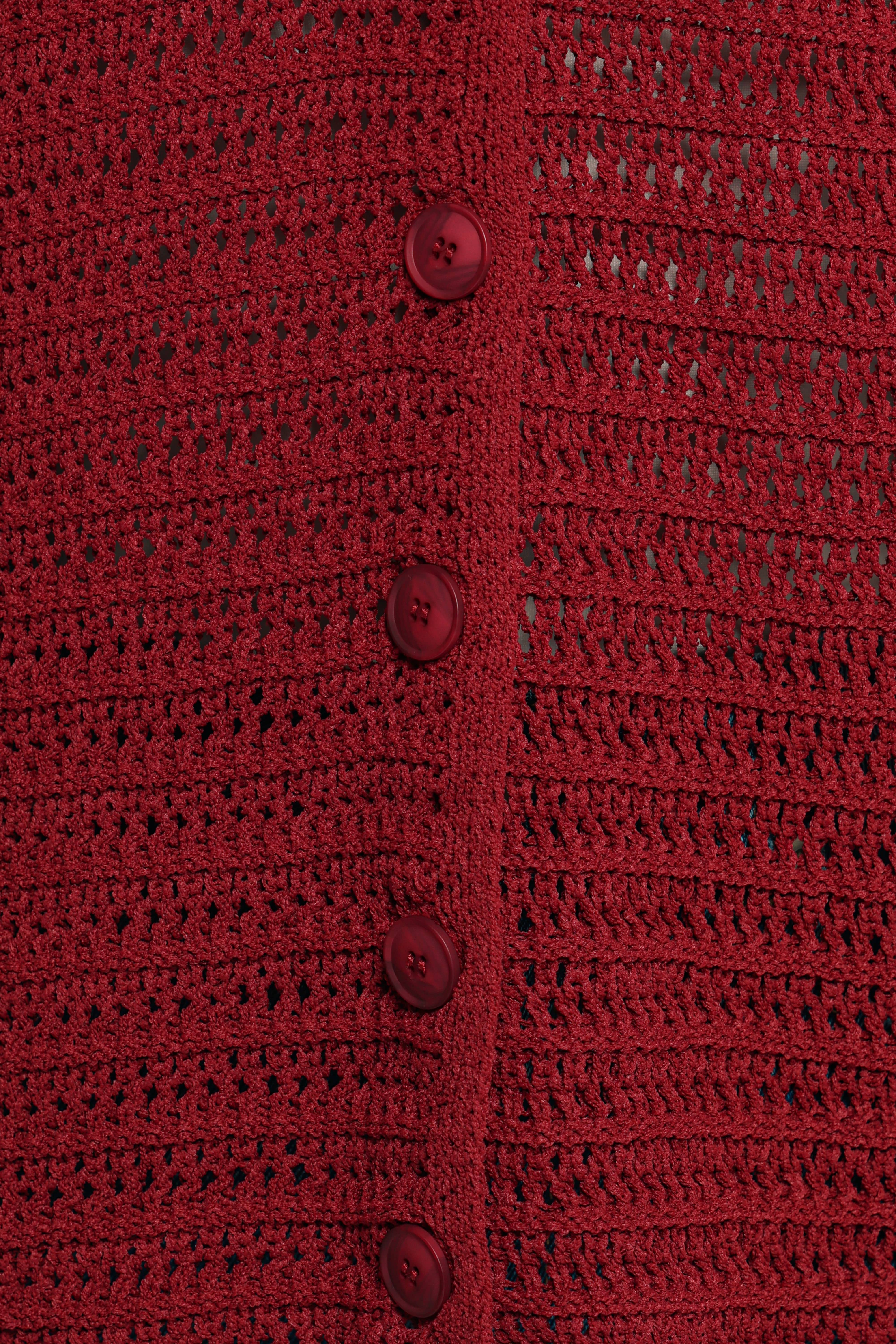 Lyra Large Collar Cardigan - Burgundy - Image 7