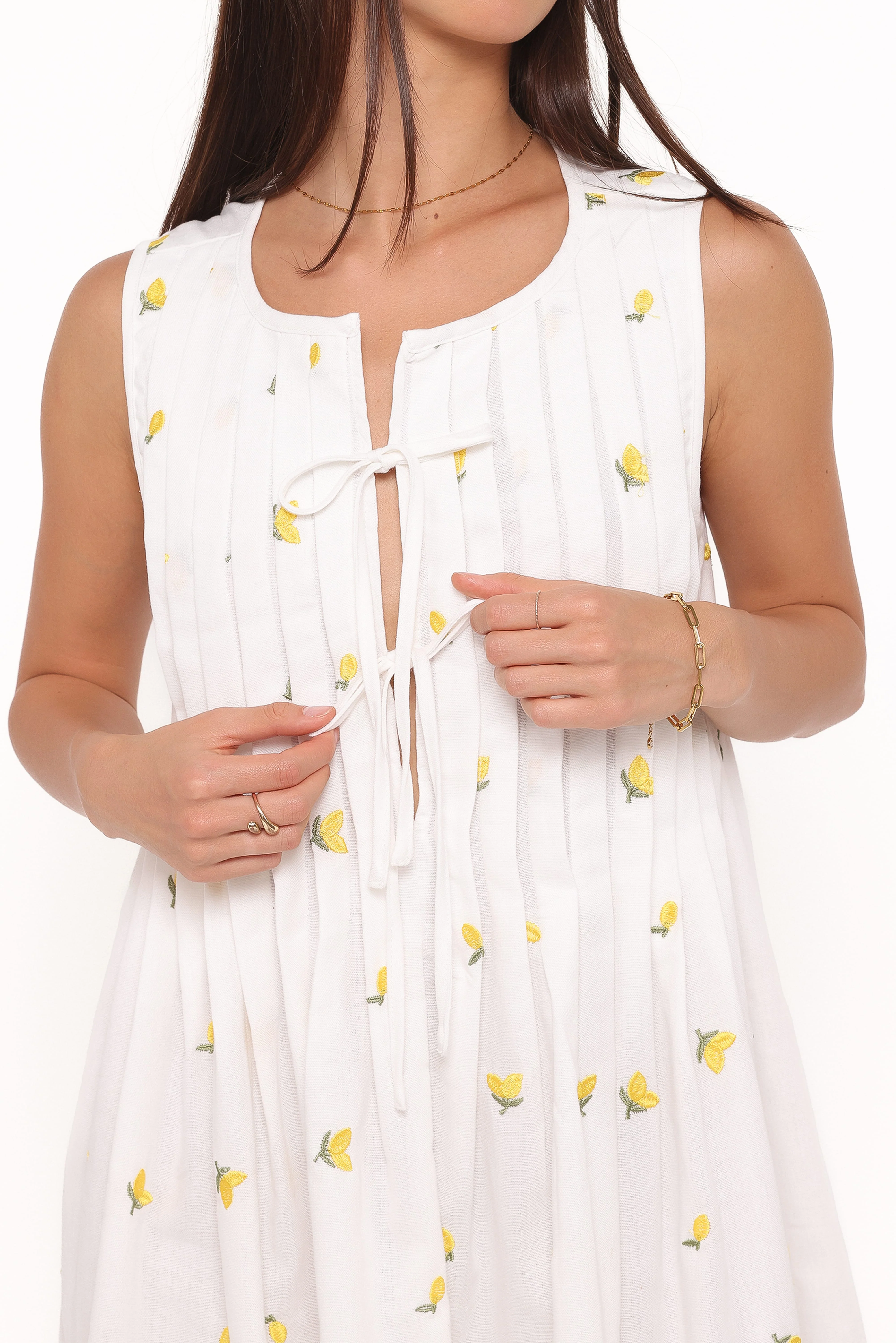Madeline Mini Dress - Embroidered Lemons - Image 2