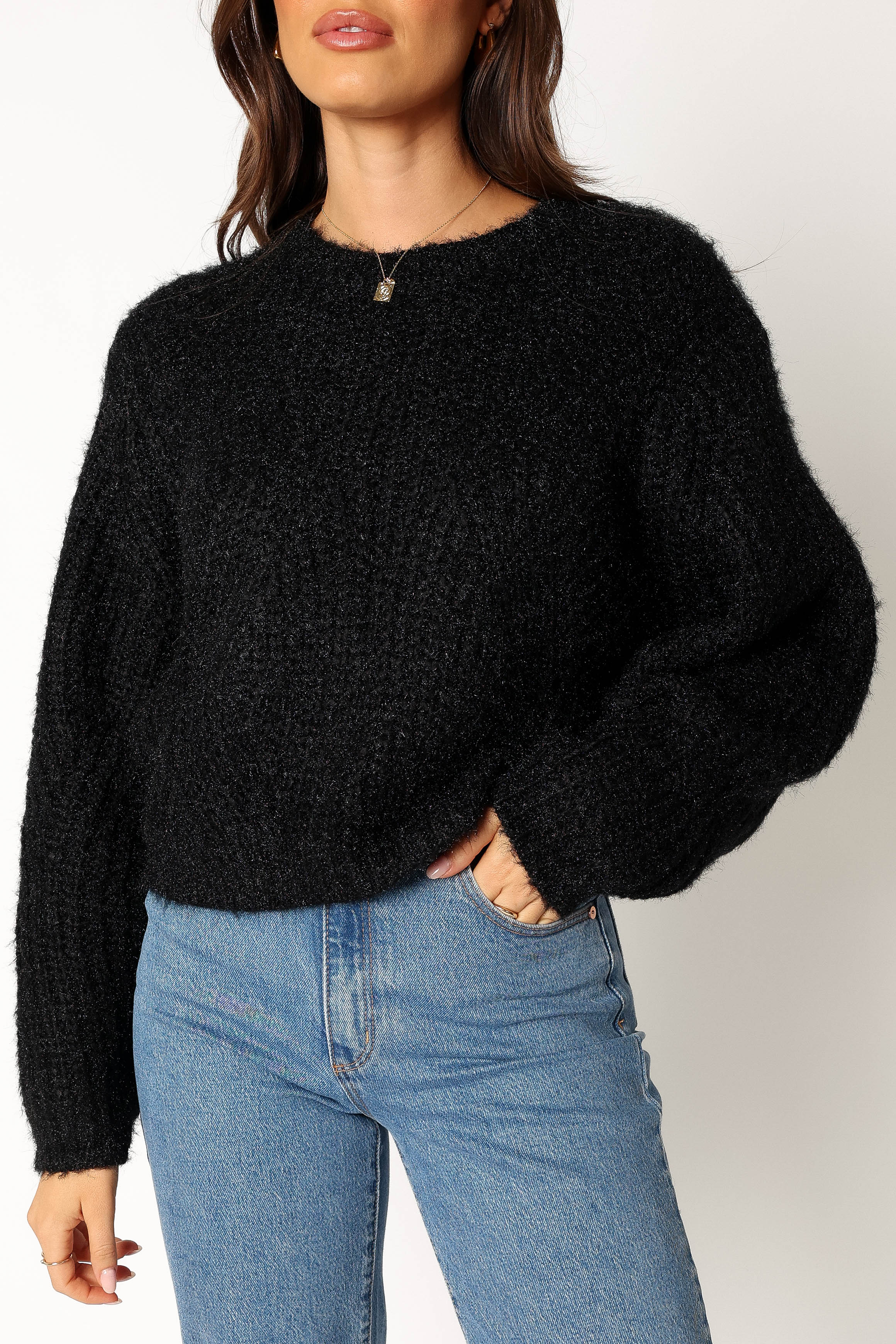 Magnolia Shimmer Knit Sweater - Black - Image 6