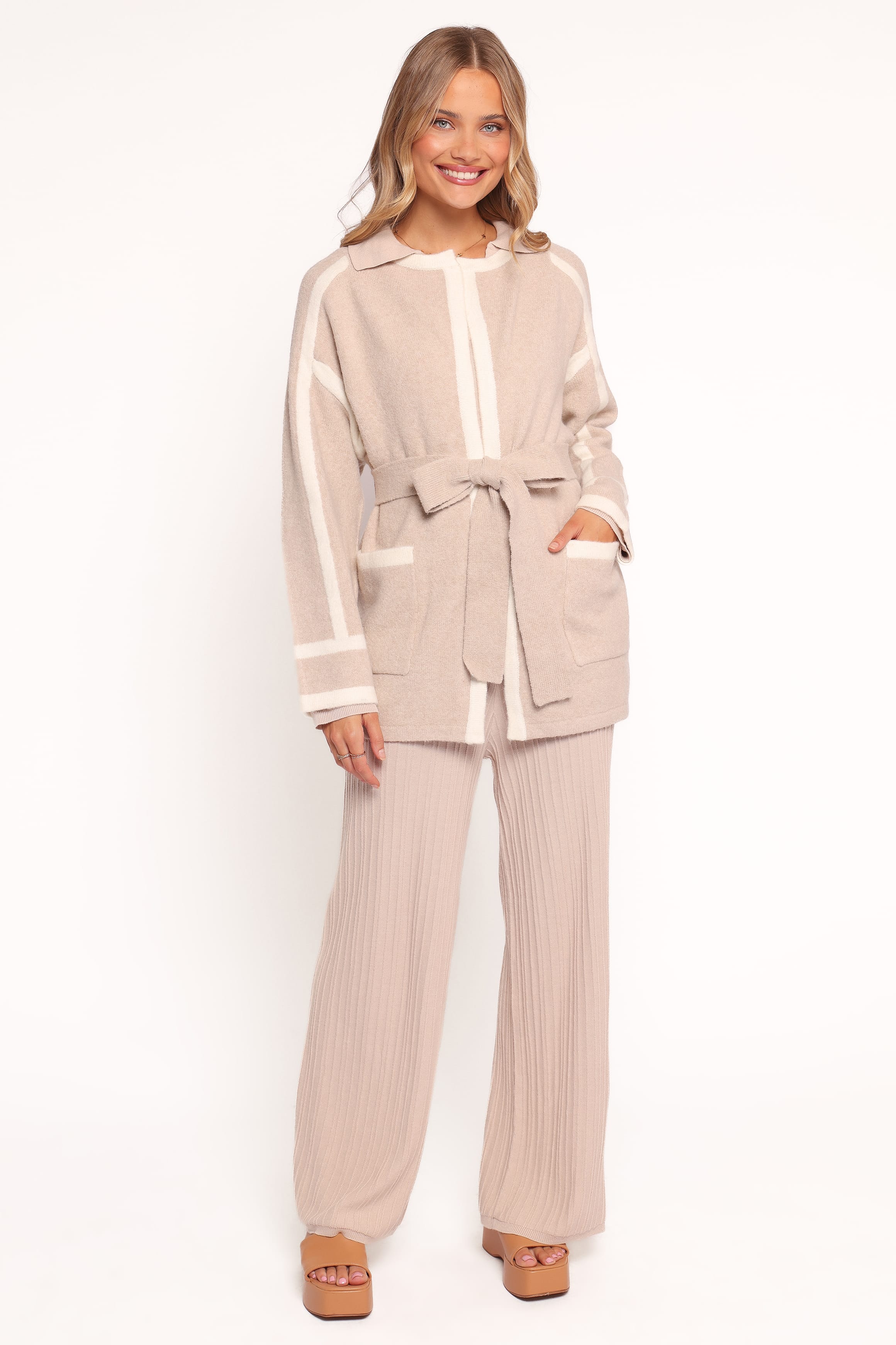 Maloney Tie Front Coatigan - Beige - Image 5