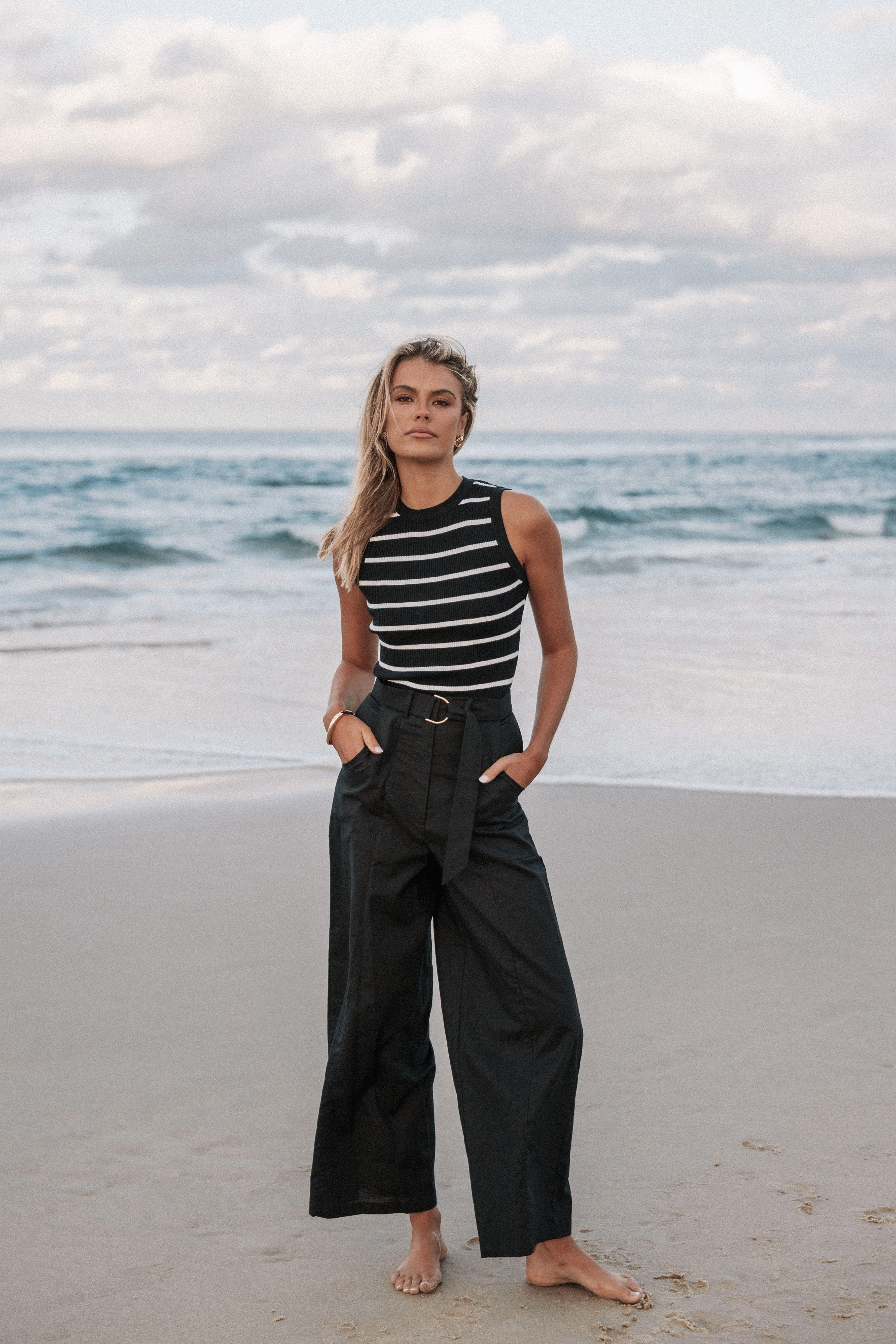 Margot Knit Top - Black Stripe - Image 2
