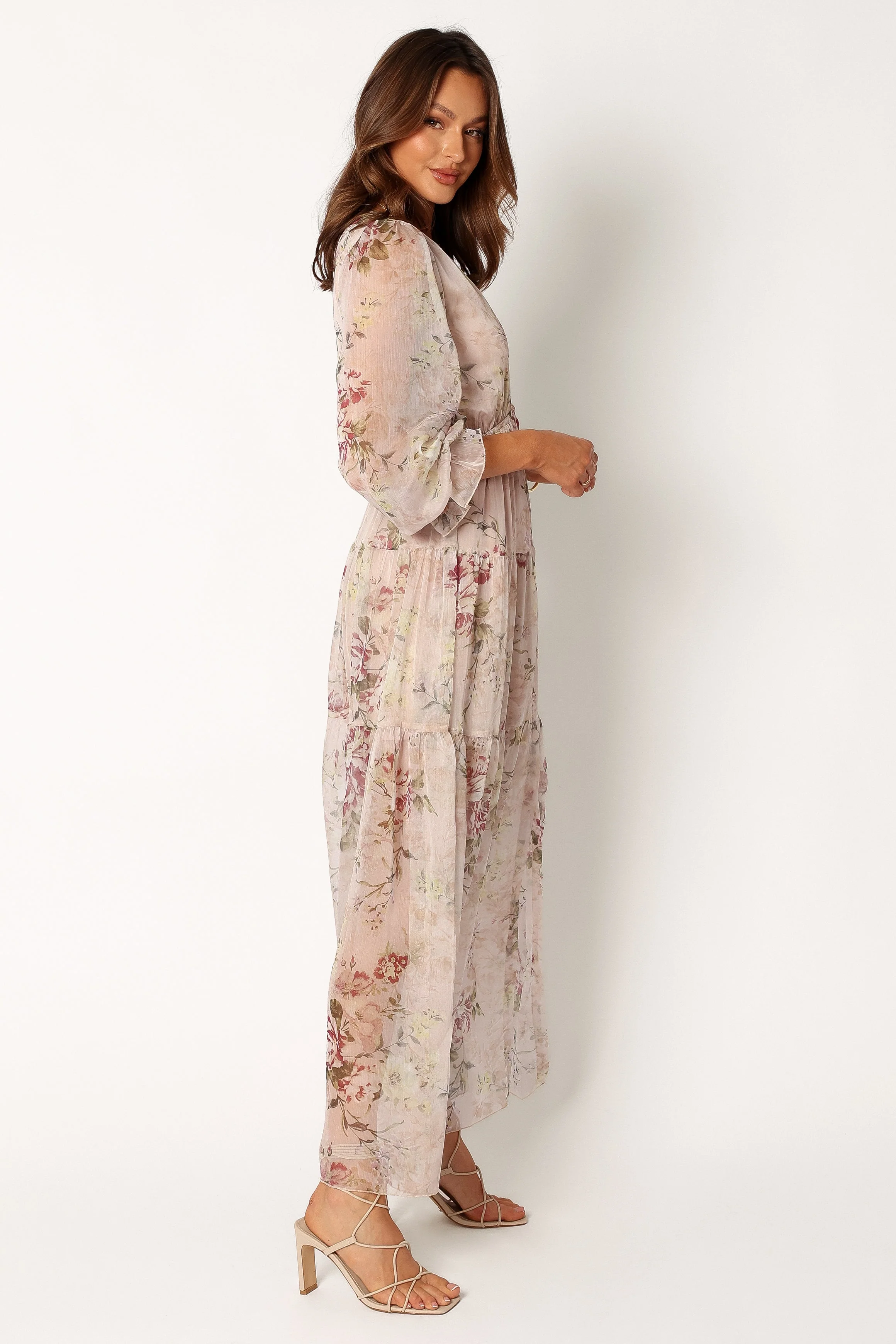 Maria Long Sleeve Maxi Dress - Cream - Image 3