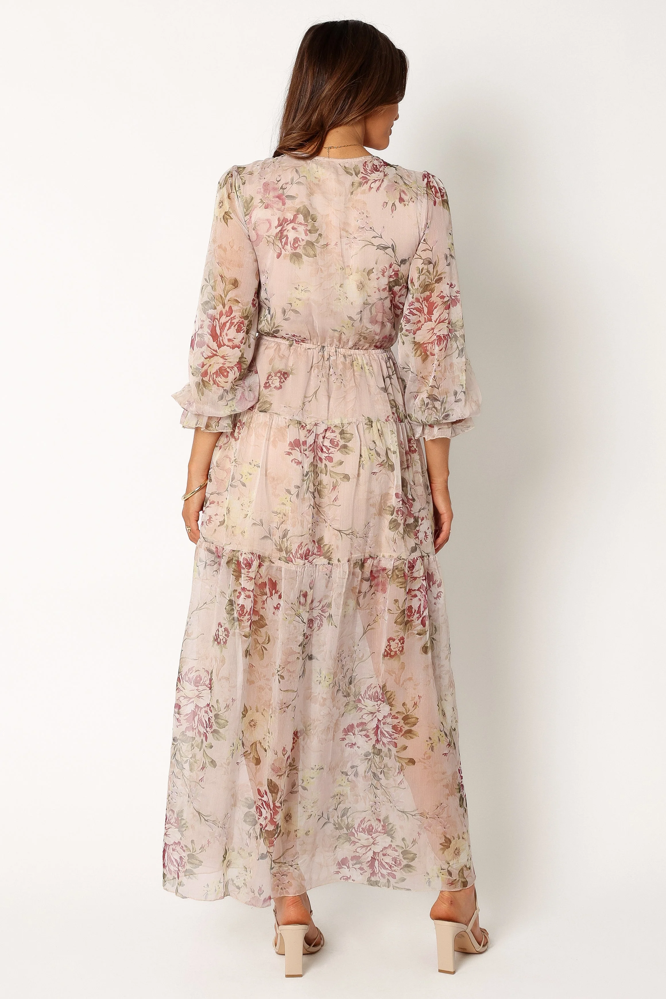 Maria Long Sleeve Maxi Dress - Cream - Image 5
