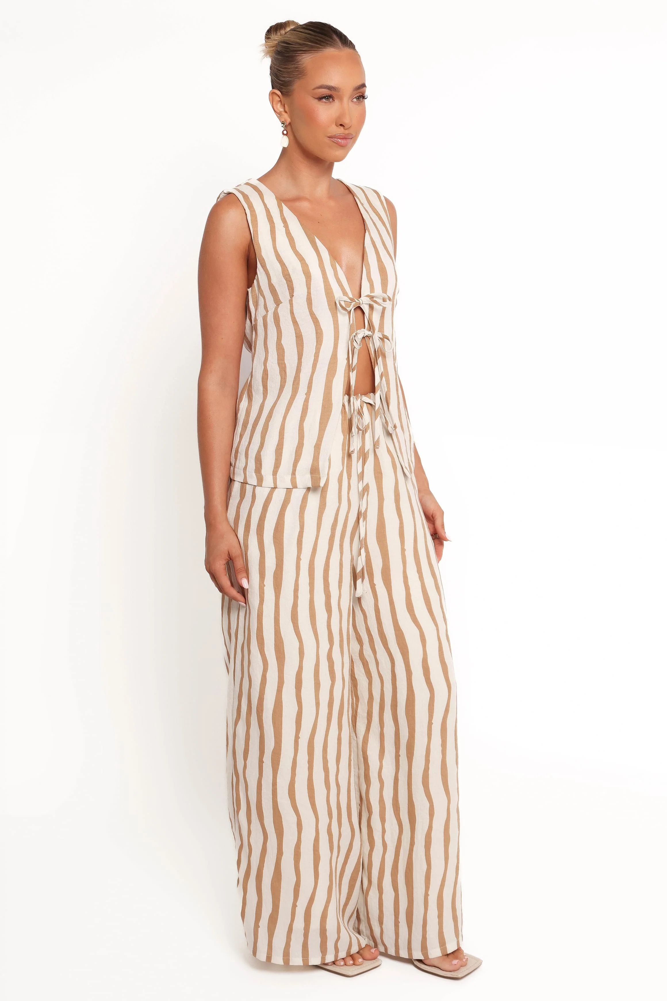Marmo Wide Leg Pant - Tan Stripe - Image 6