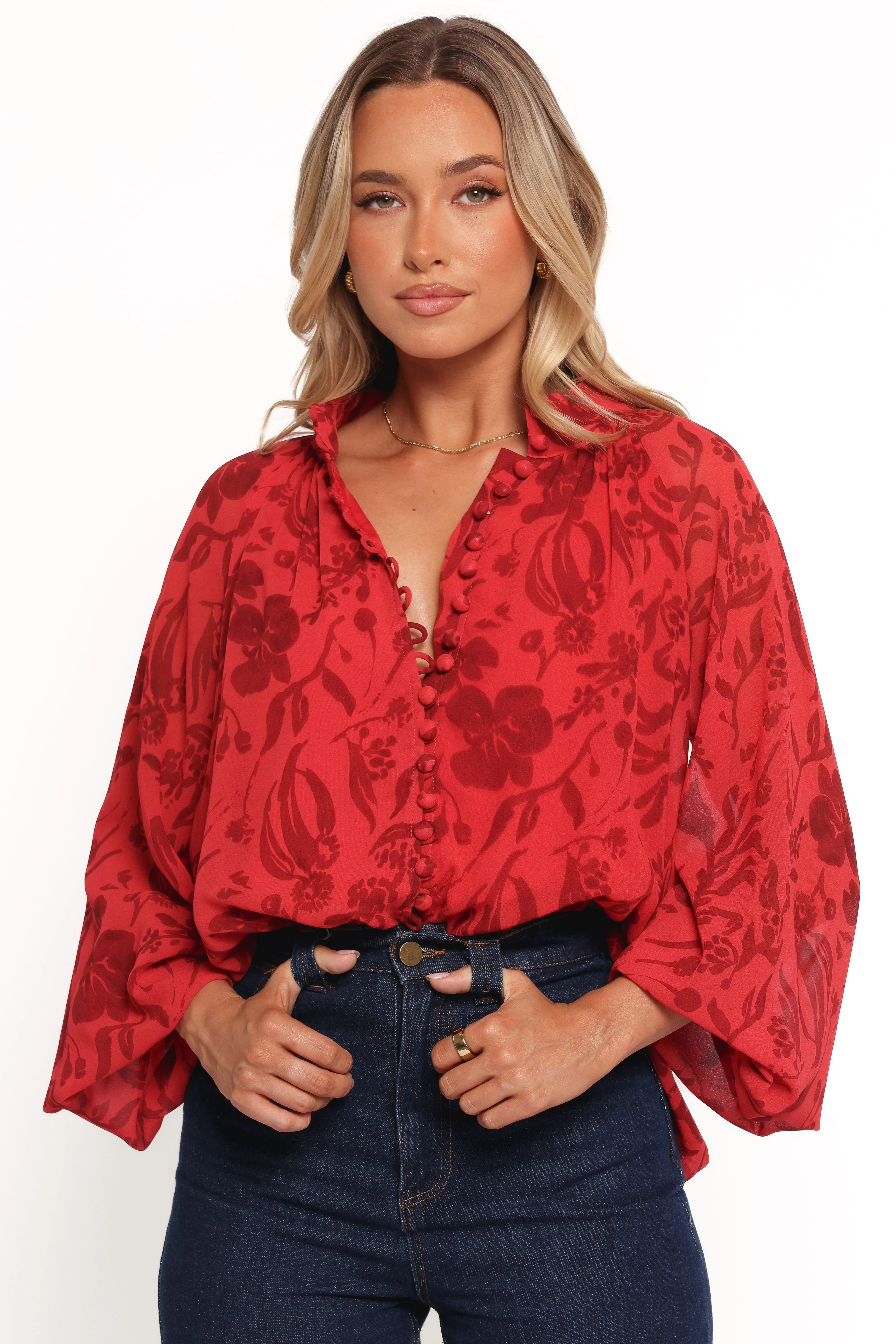 Marni Top - Red Floral - Image 7