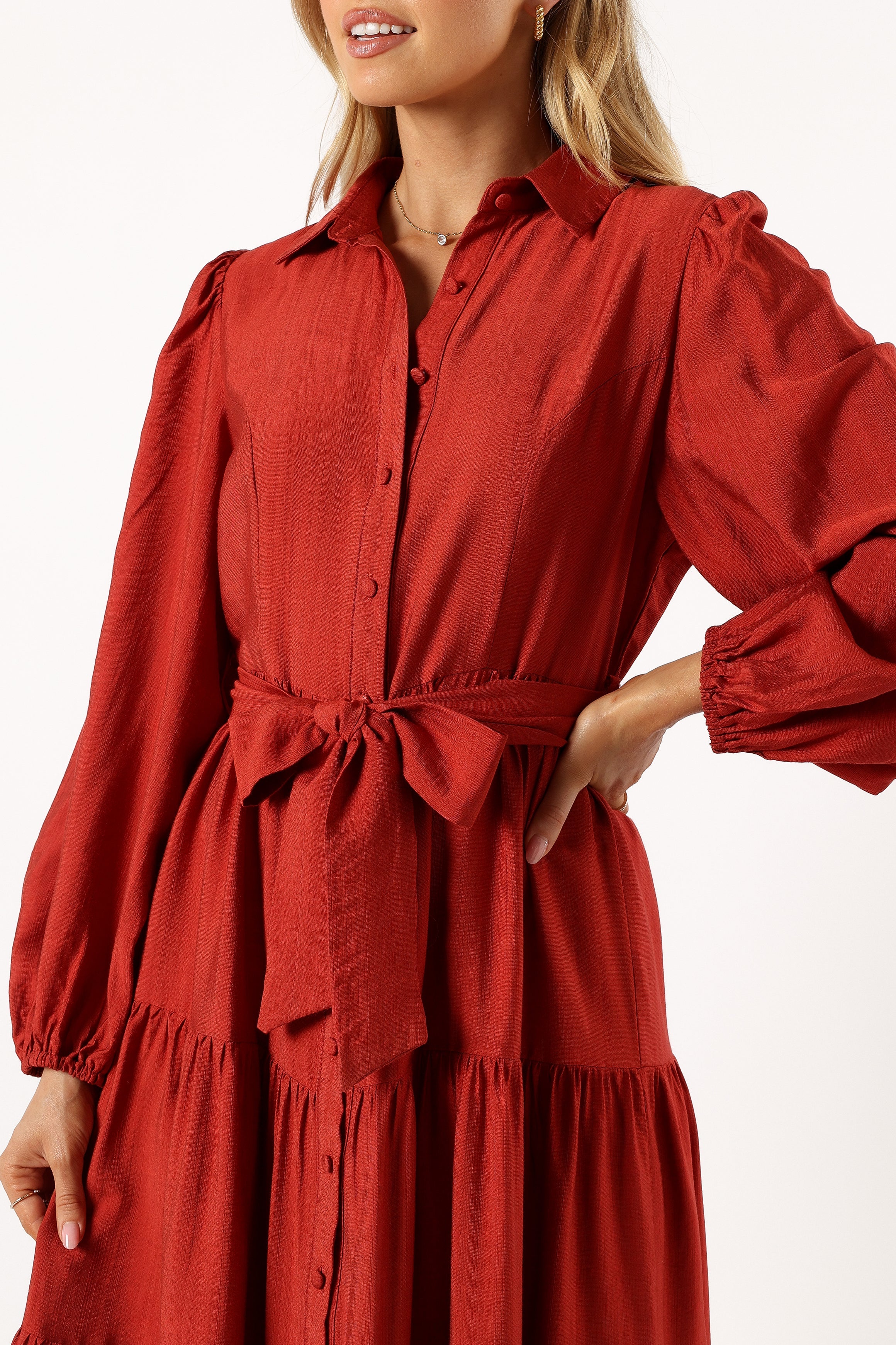 Mattie Long Sleeve Midi Dress - Rust - Image 5
