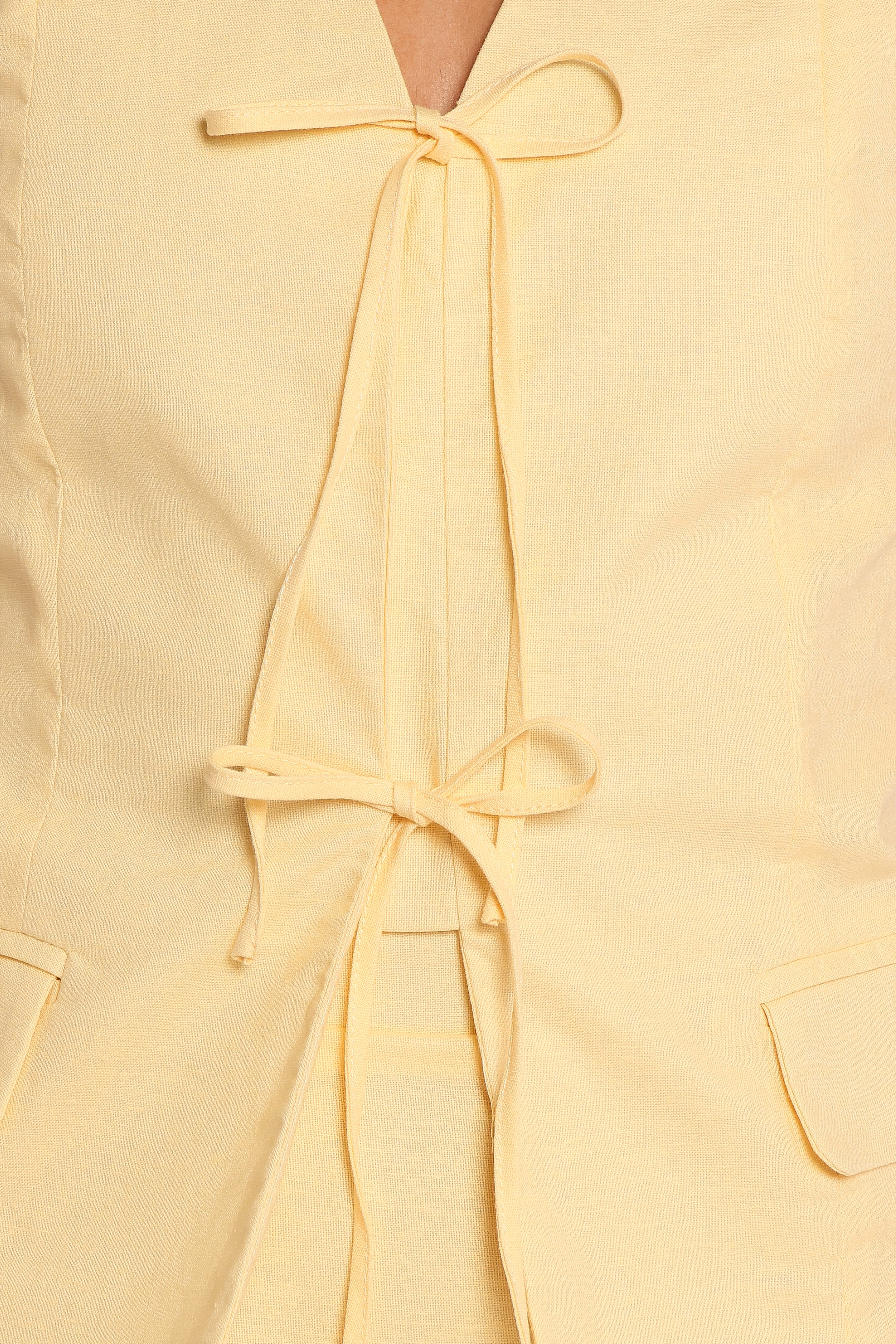 Meara Tie Front Vest Top - Butter Yellow - Image 7