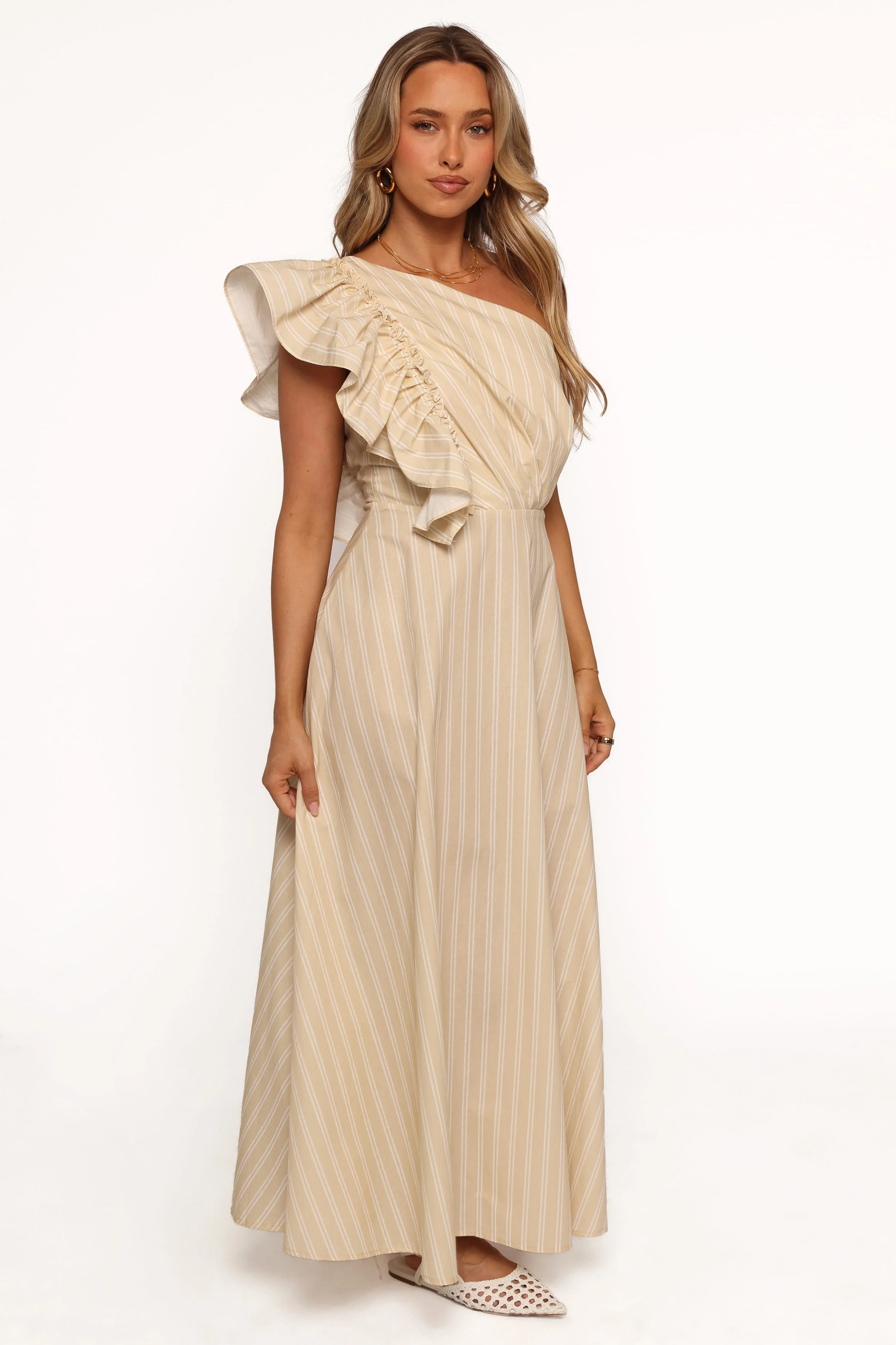 Meggy Maxi Dress - Sand/White - Image 4