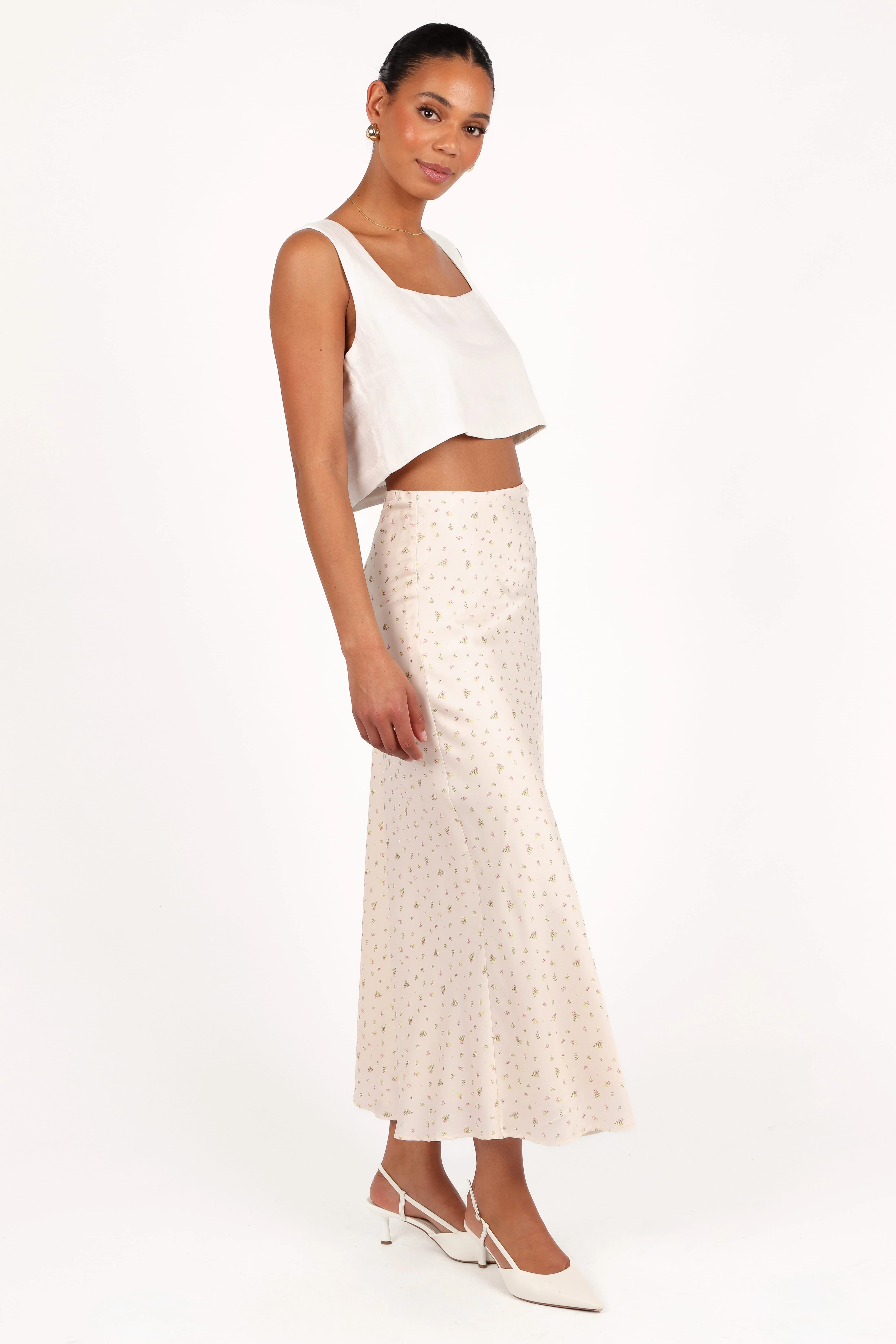 Mei Satin Midi Skirt - Tiny Blooms - Image 7