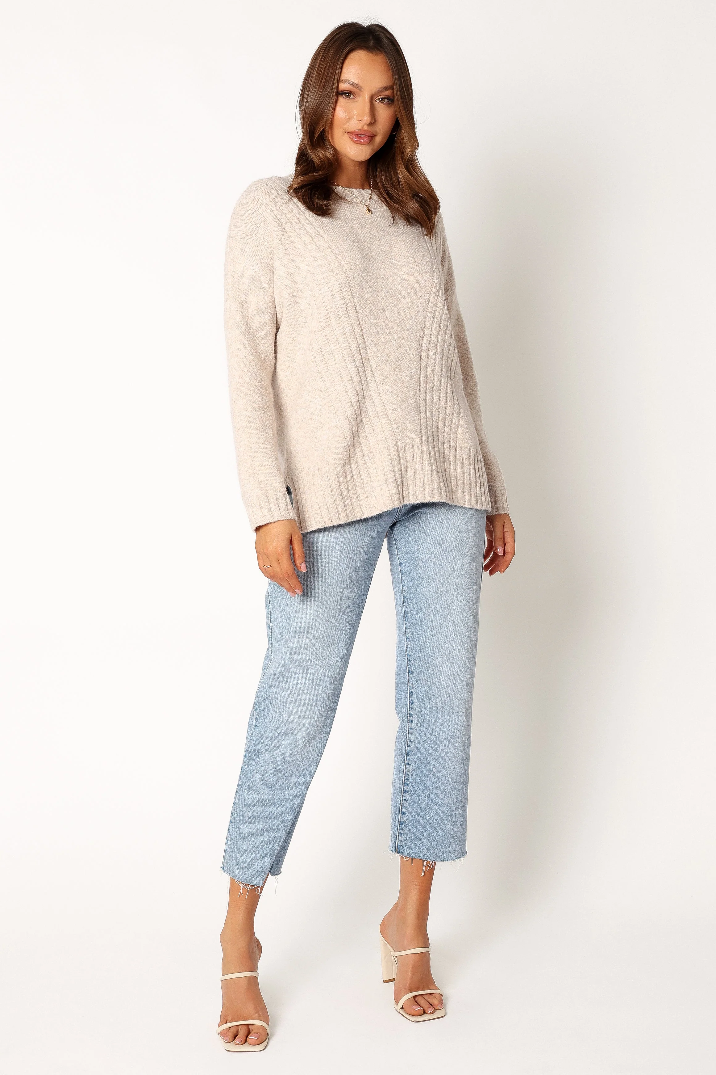 Meilani Textured Knit Sweater - Oatmeal - Image 5