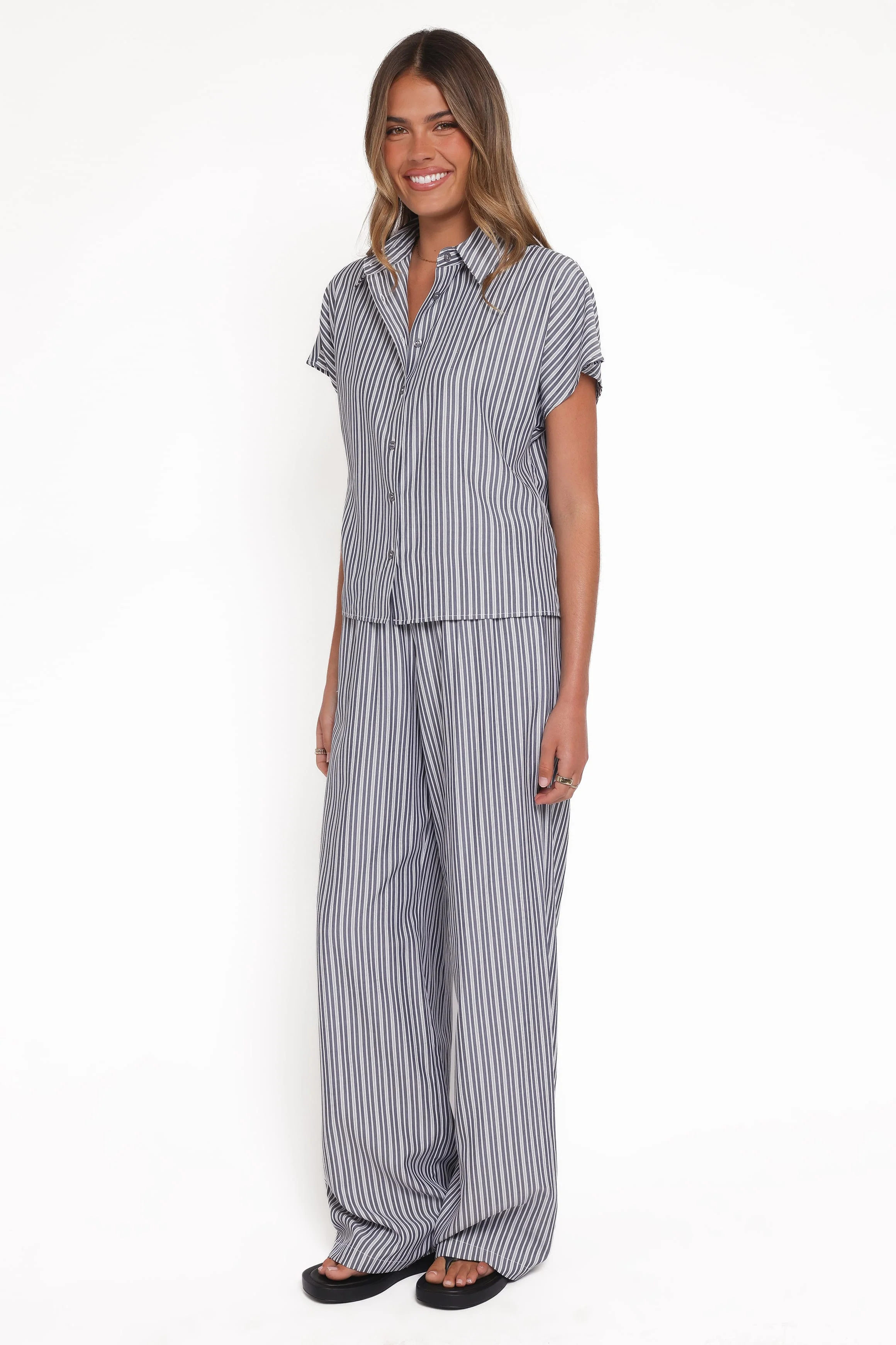 Melanie Pant Set - Charcoal Stripe - Image 3