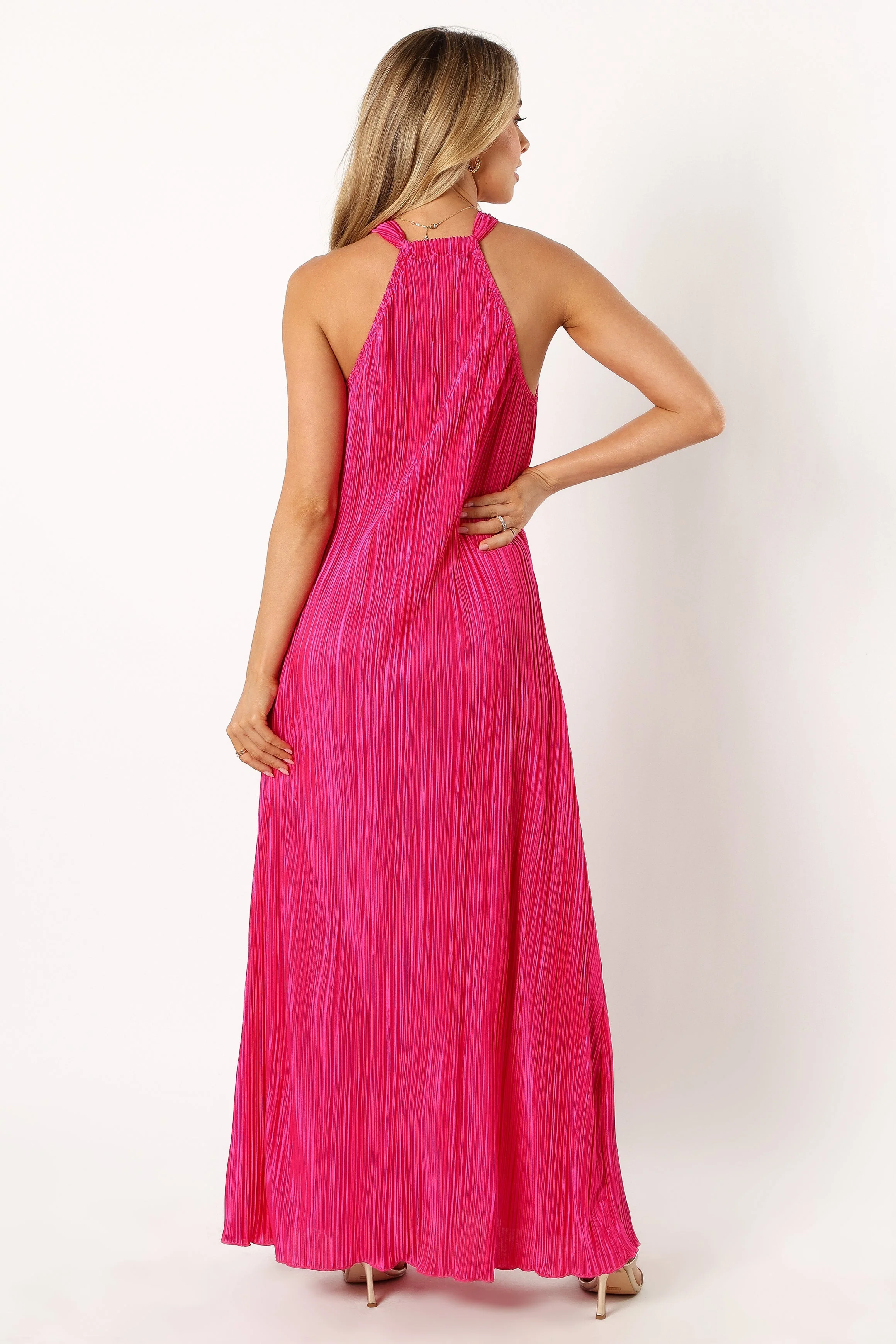 Melody Plisse Halter Maxi Dress - Pink - Image 4