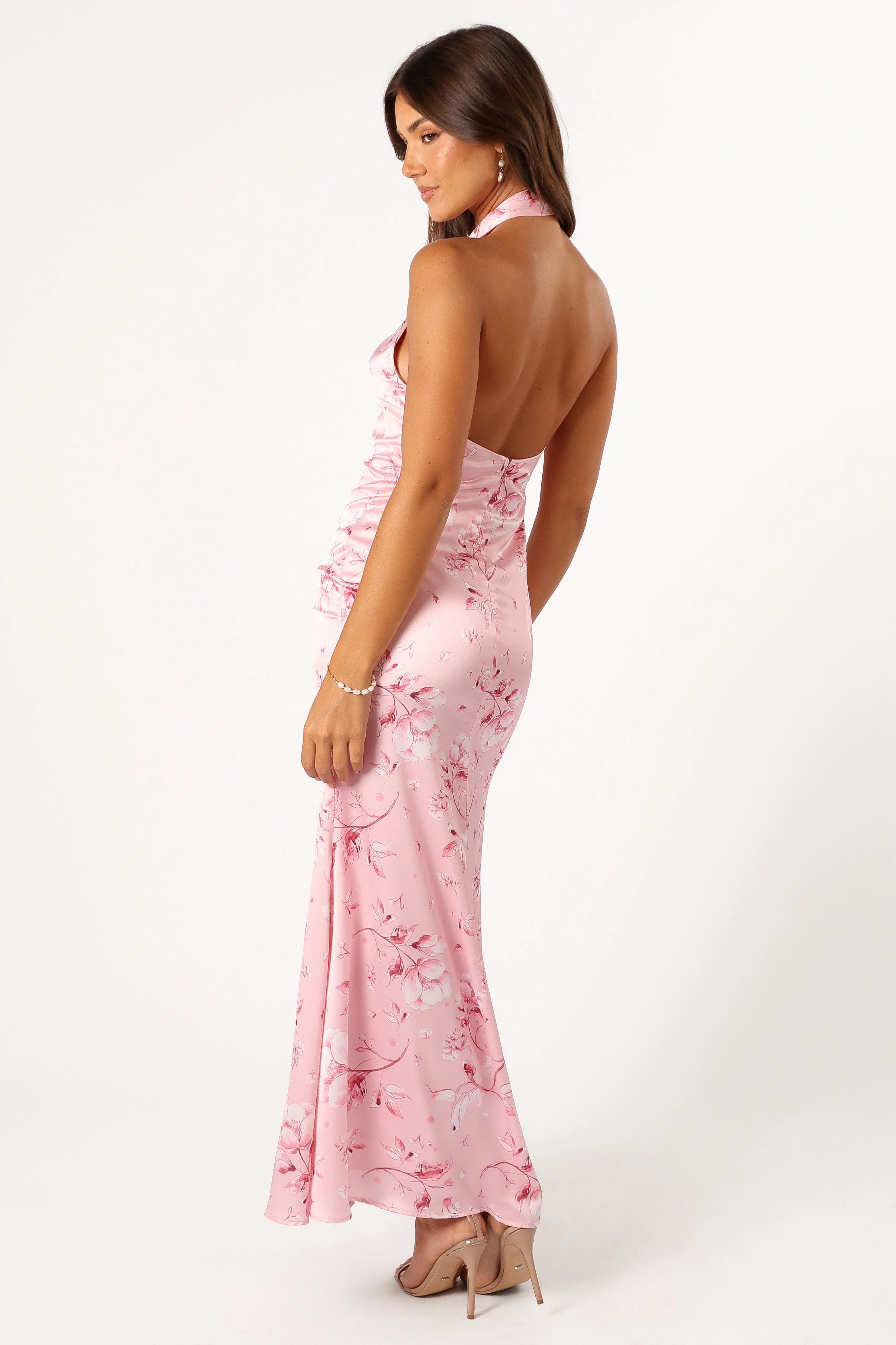 Mila Halterneck Maxi Dress - Pink Floral - Image 5
