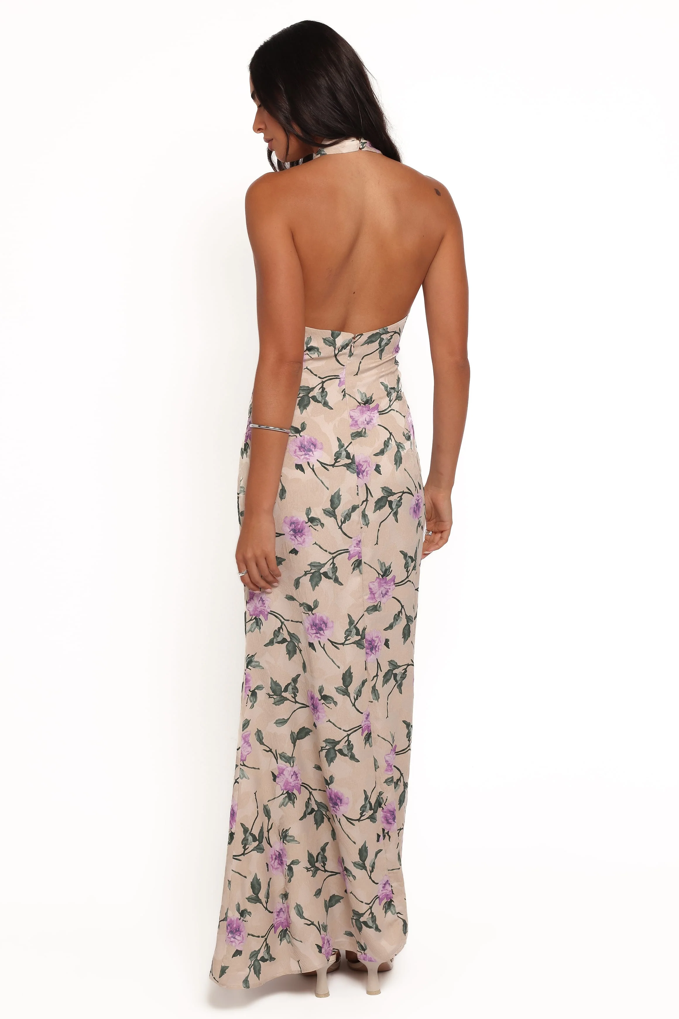Mila Halterneck Maxi Dress - Purple Floral - Image 4